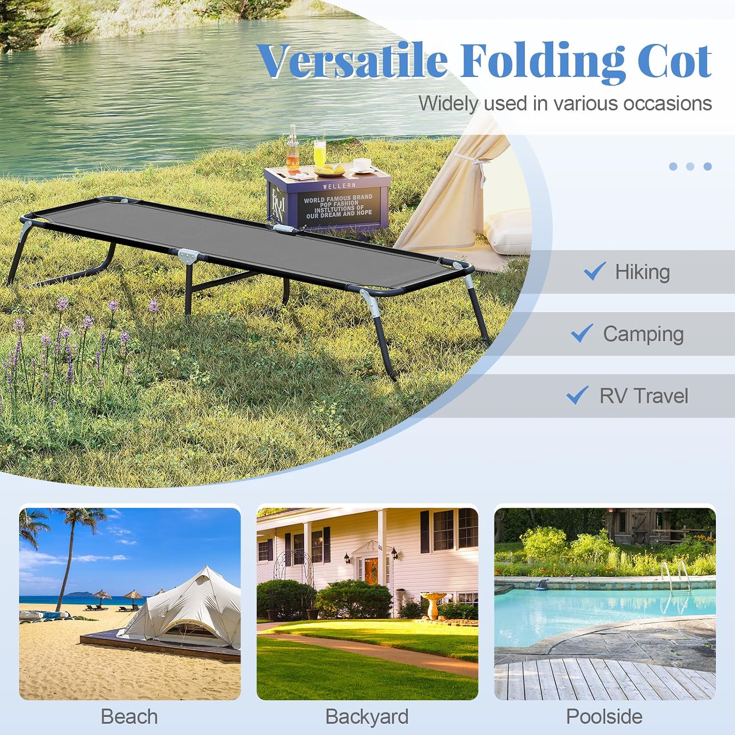 Goplus Folding Camping Cot, Sleeping Cots for Adults Kids