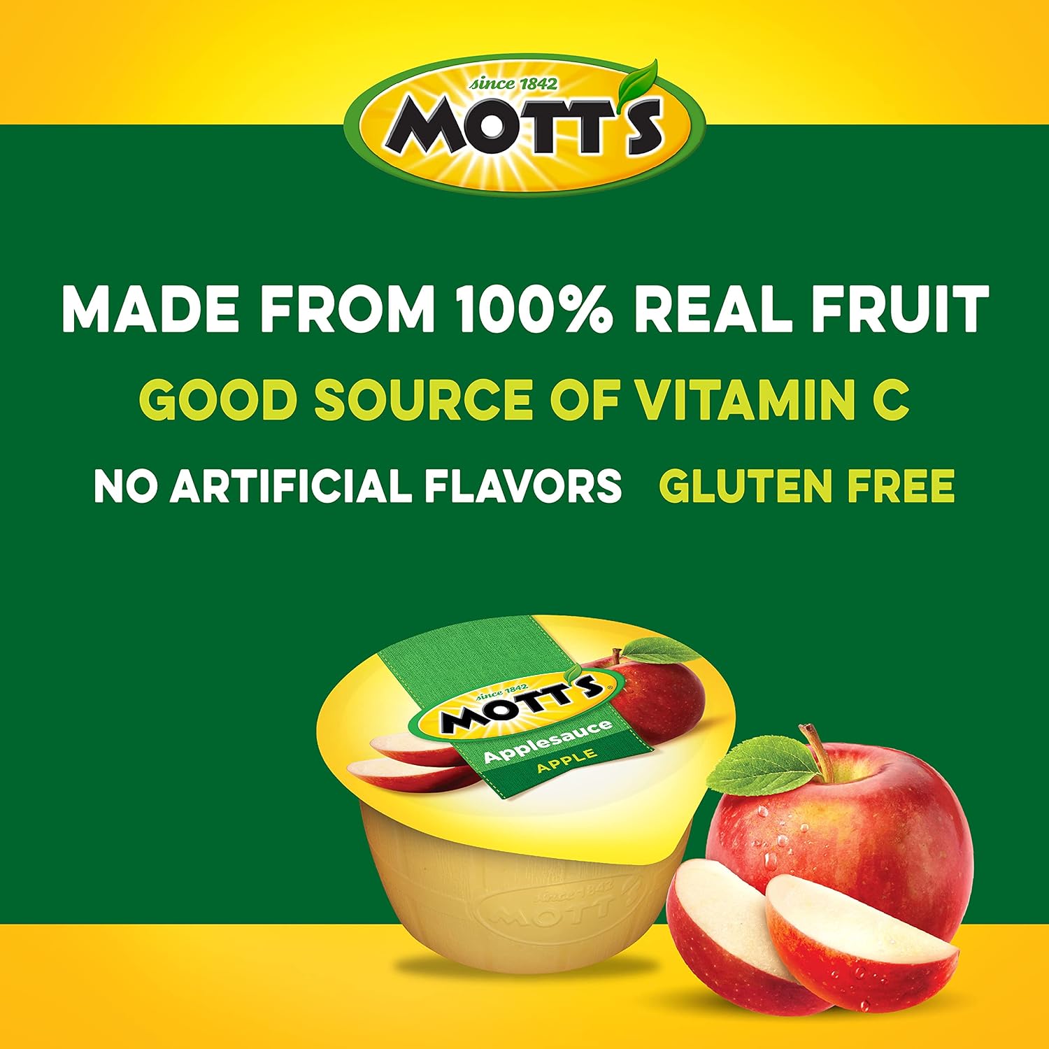 Mott's Applesauce, 4 Oz Cups, 36 Count, No Artificial Flavors, Good Source of Vitamin C, Nutritious Option for The Whole Family