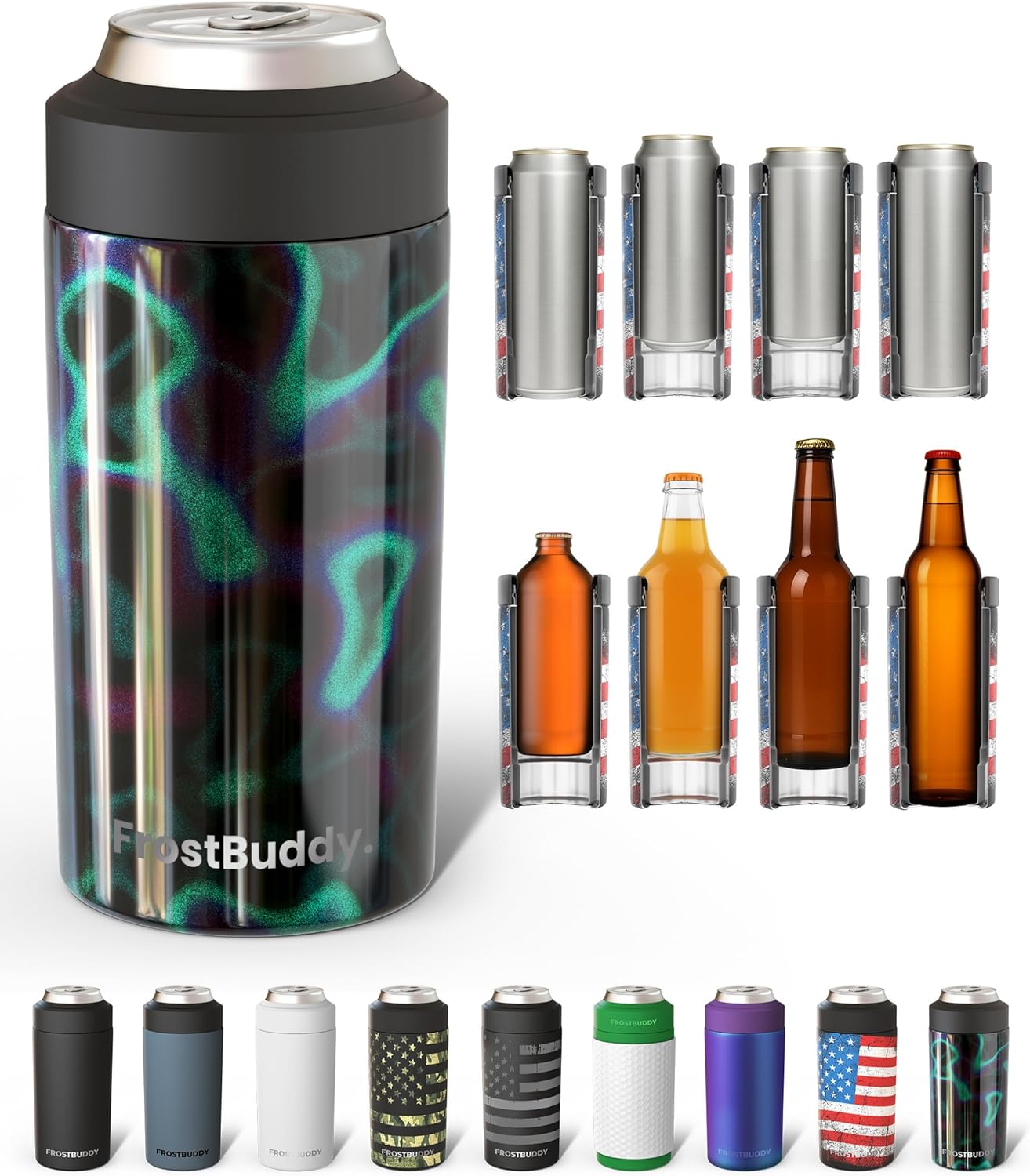 Frost Buddy Universal Can Cooler - Fits Slim Cans, 12 & 16oz (MatteBlack)