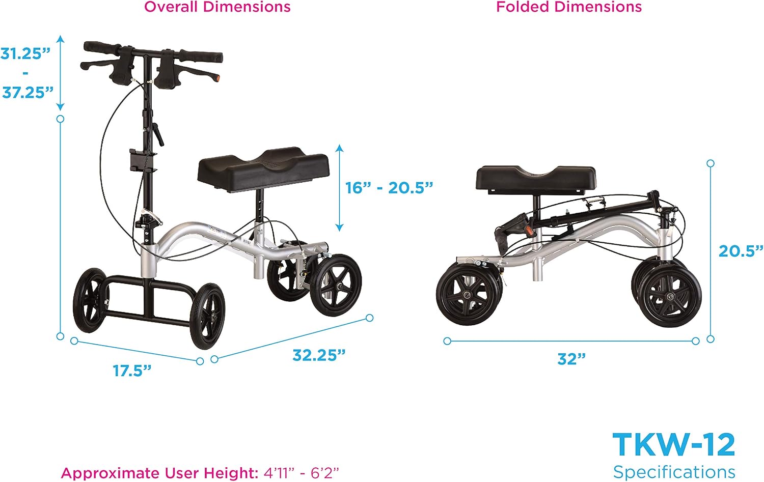 NOVA Turning Knee Walker Sliver