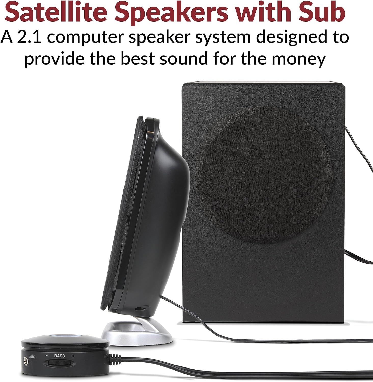 Cyber Acoustics CA-3610 2.1 Multimedia Speaker System with Subwoofer, Perfect Computer Speakers for PC or Mac, Great for Music, Movies, and Gaming