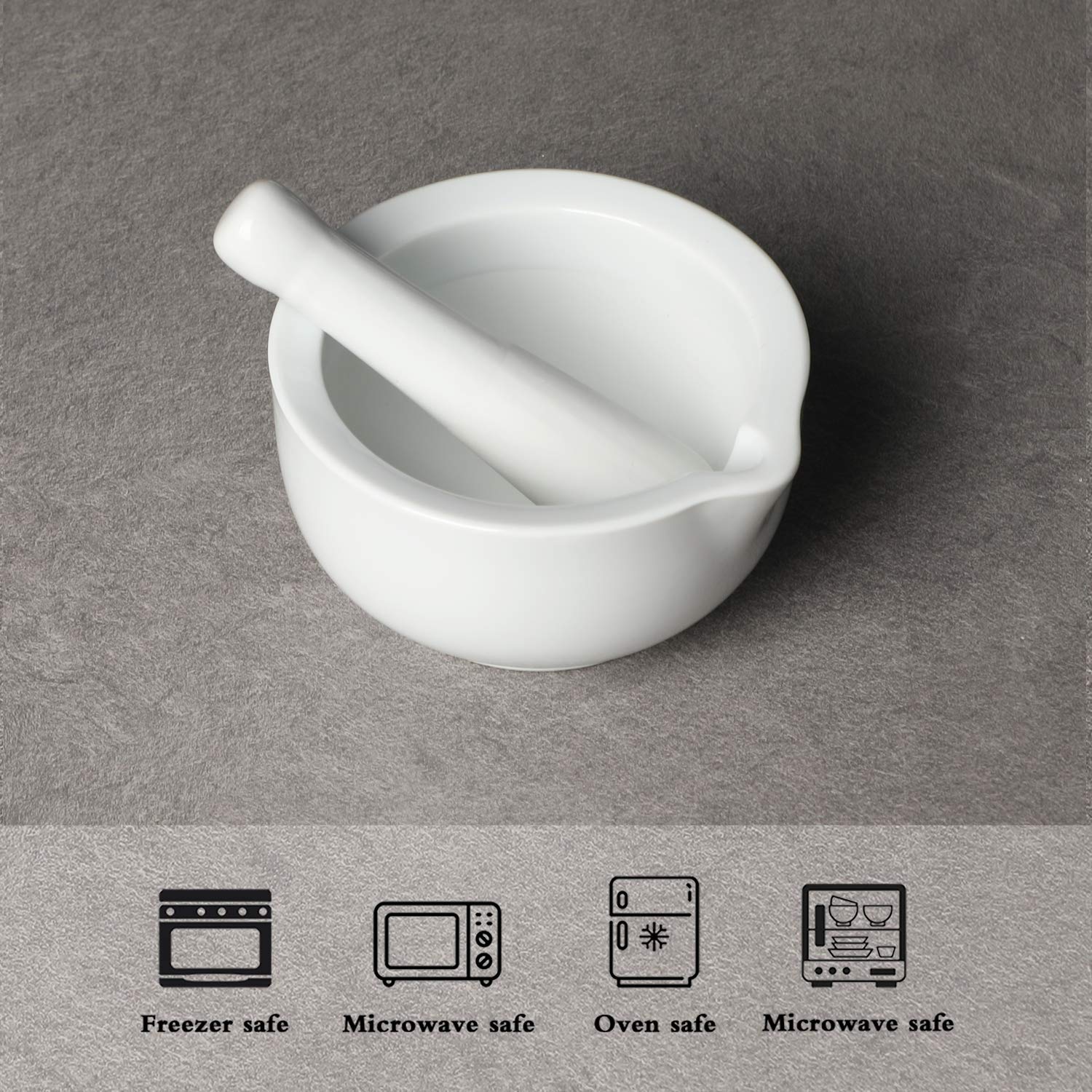 LEETOYI Small Ceramic Mortar Pestle Set, Herb Grinder Pill Crusher 3.3-inch