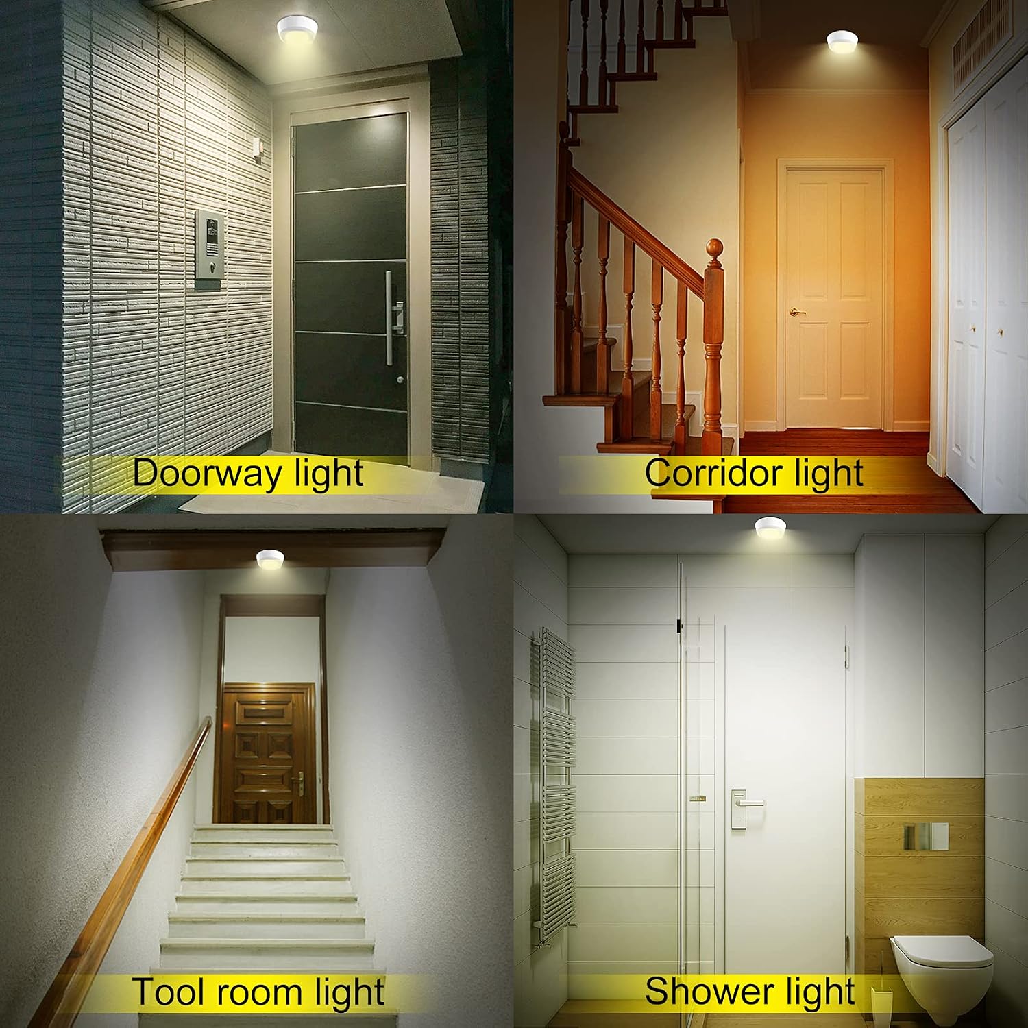 BIGMONAT Wireless Ceiling Light with Remote and Timer, Dimmable Motion Sensor Shower Light