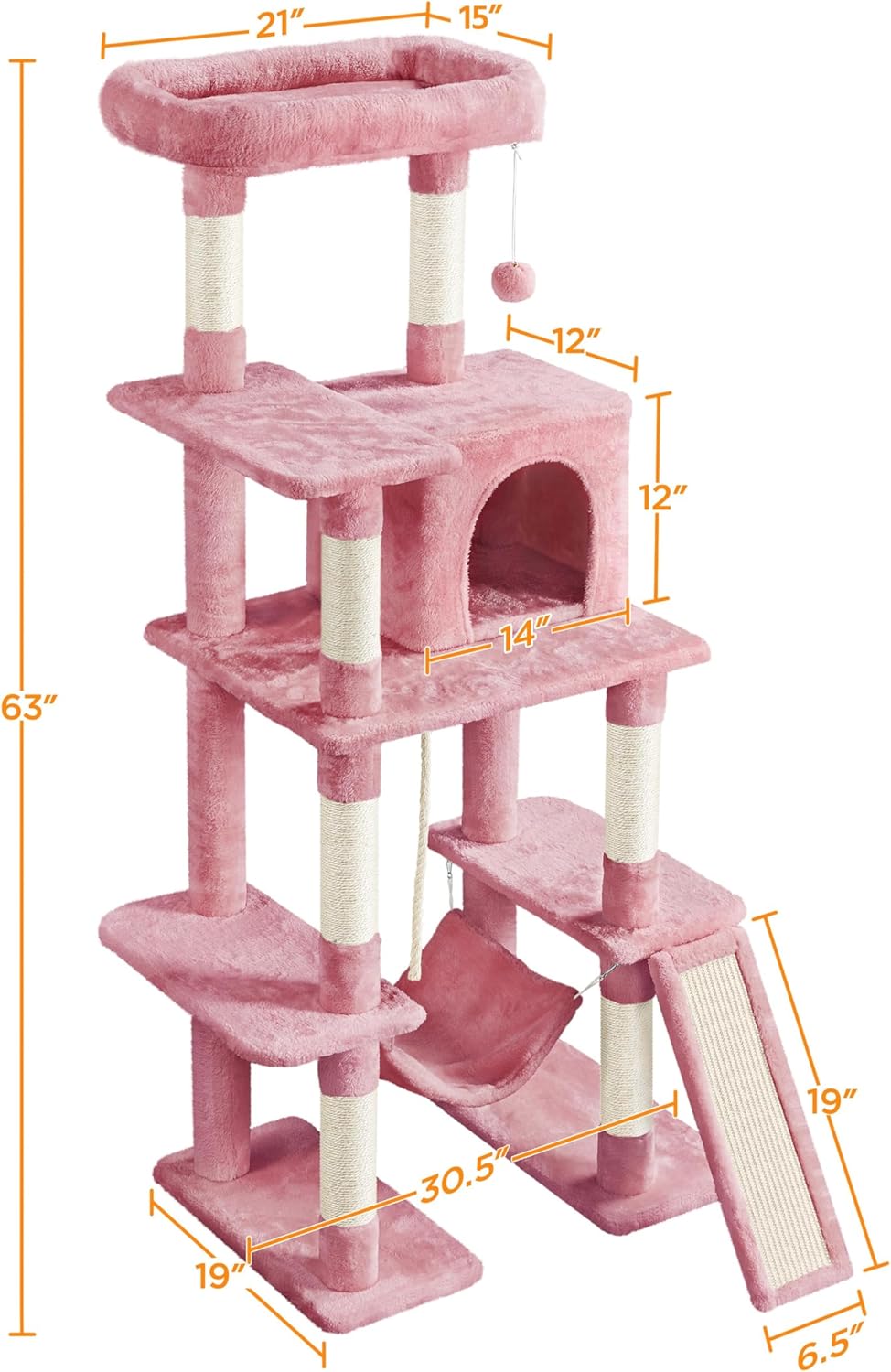 Yaheetech 63in Sturdy Large Cat Tree for Indoor Heavy Cats, Tall Tower