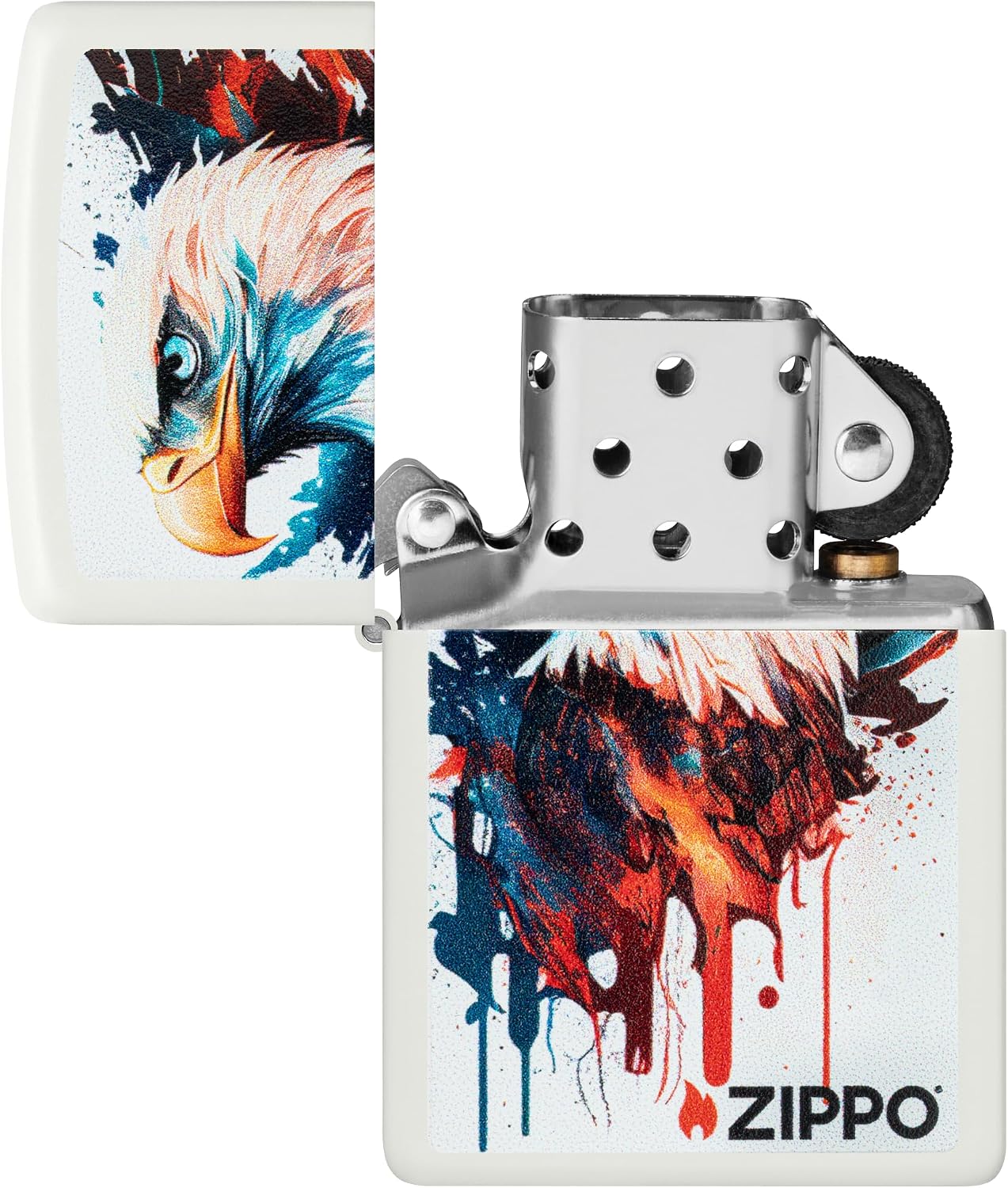Zippo Eagles Dare Pocket Lighter - Refillable Flip-Top Windproof Lighters - Fierce Soaring Eagle Patriotic Design Pocket Lighters - Luxury Metal Lighter Made in USA