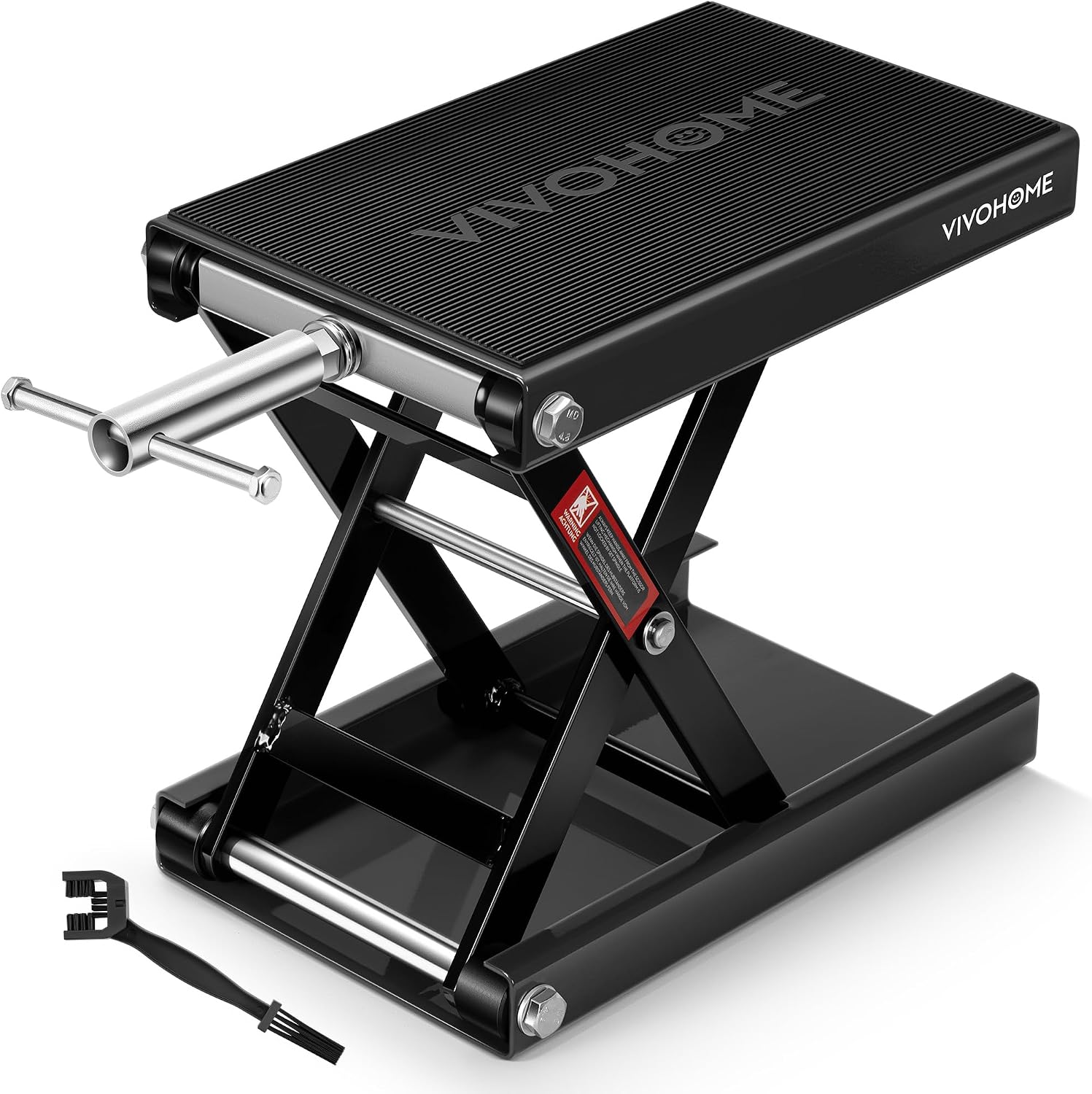 VIVOHOME 1100 LBS Motorcycle Lift Scissor Jack, Wide Deck Hoist Stand, Red | Height Adjustable Center Stand with Crank, Steel Lift for Cruiser, Dirt Bike, ATV