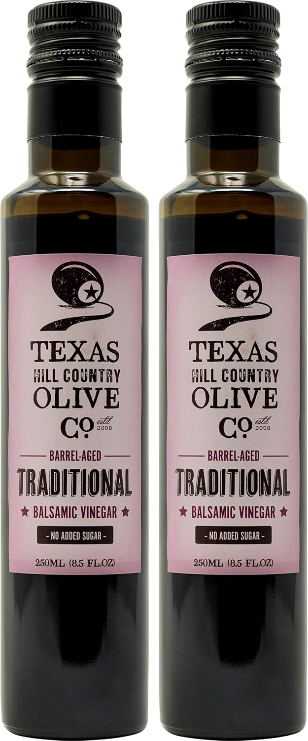 White Lemon Balsamic Vinegar - Gourmet Barrel Aged Infused Balsamic Vinegar - Great for Dressing Dipping Glazing - No Artificial Flavors or Added Sugar - Made in Texas (8.5 oz)