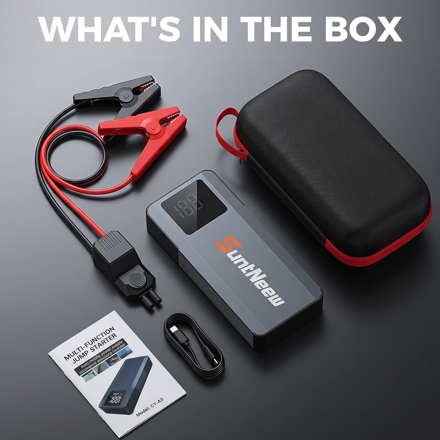 Jump Starter Power Bank 16000mAh, 12V Heavy-Duty Battery Booster for 8.0L Gas/6.5L Diesel Vehicles (Cars, Trucks, SUVs, ATVs)