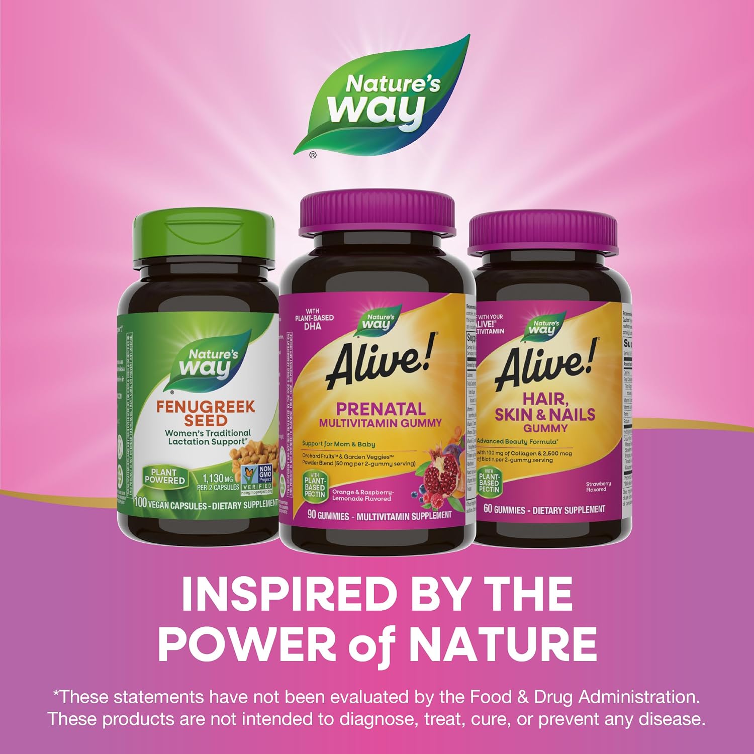 Nature's Way Alive! Daily Support Prenatal Gummy Multivitamin, 90 ct | Supplement with Plant-Based DHA for Brain & Eye Development*