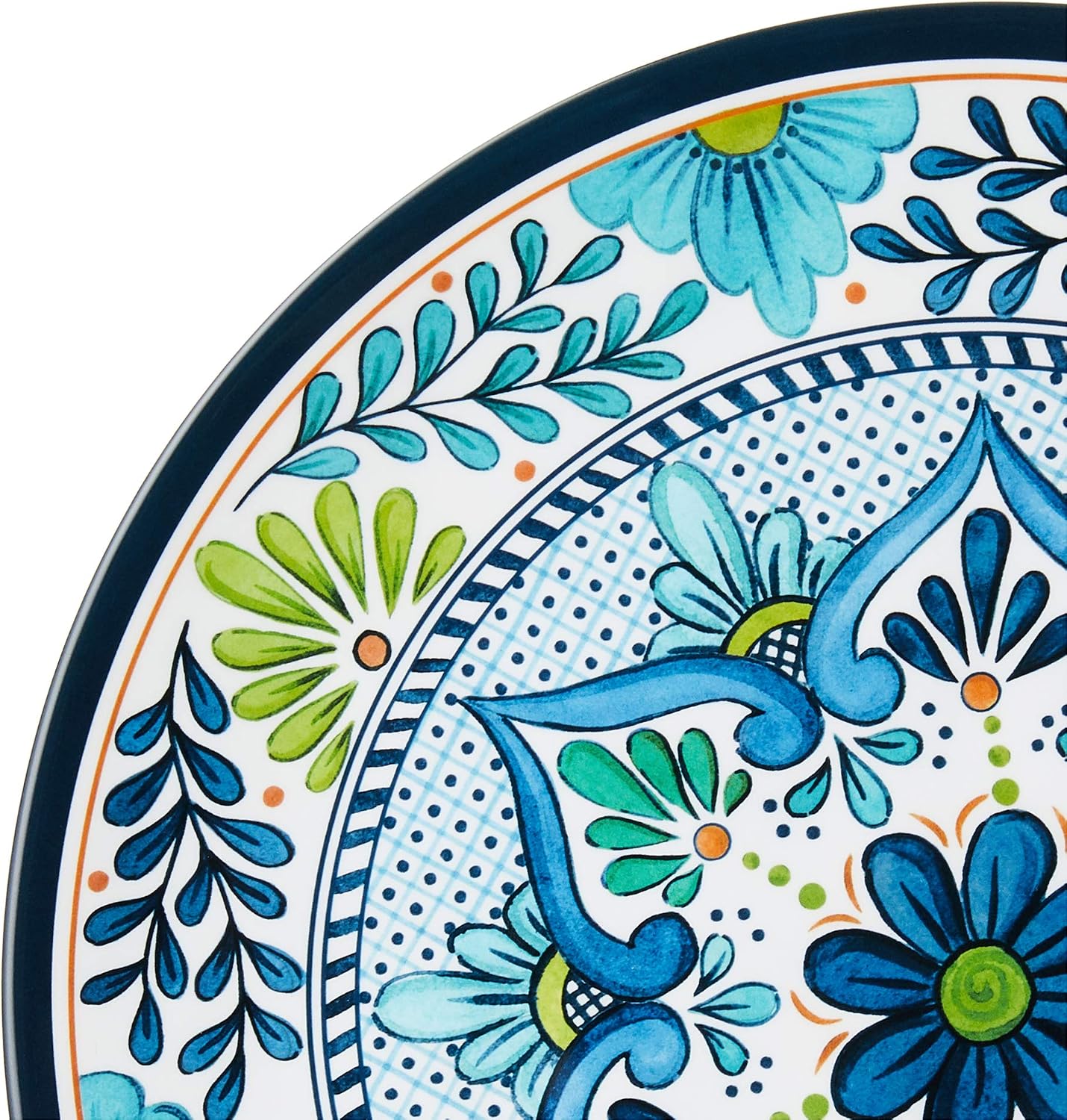 Talavera Melamine 12-Piece Dinnerware Set – Multicolored Plates and Bowls for 4, Spanish Tile-Inspired, Durable, Lightweight, Shatterproof