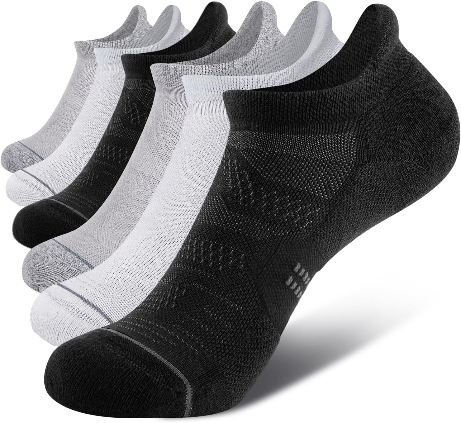 CS CELERSPORT 6 Pack Women's Ankle Running Socks Cushioned Low Cut Tab Athletic Socks