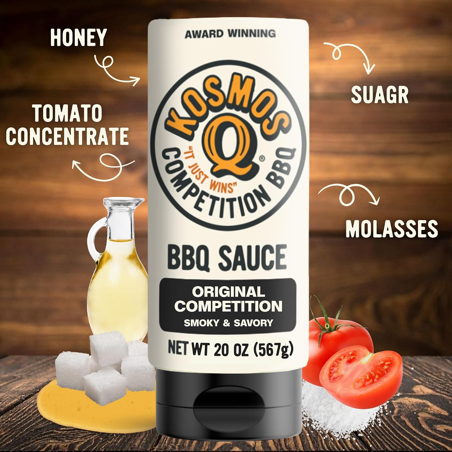 Kosmos Q Sweet Apple Chipotle BBQ Sauce, Tangy Natural Barbecue Sauce with Real Apples & Spicy Chipotle Peppers, Sweet & Spicy Glaze for Pork, Chicken, Ribs & More, Gluten Free, 15.5 Oz Bottle