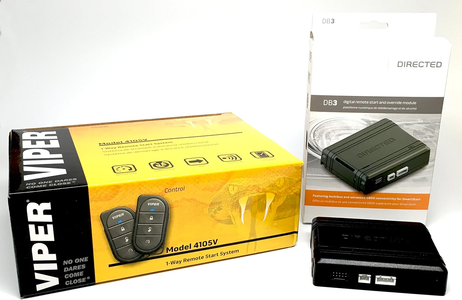 Click & ADD Viper 4105V Remote Car Starter 1-Way Two 4-Button Remotes Keyless New 2017 Model & Directed DB3 XPressKit DEI Databus All Combo