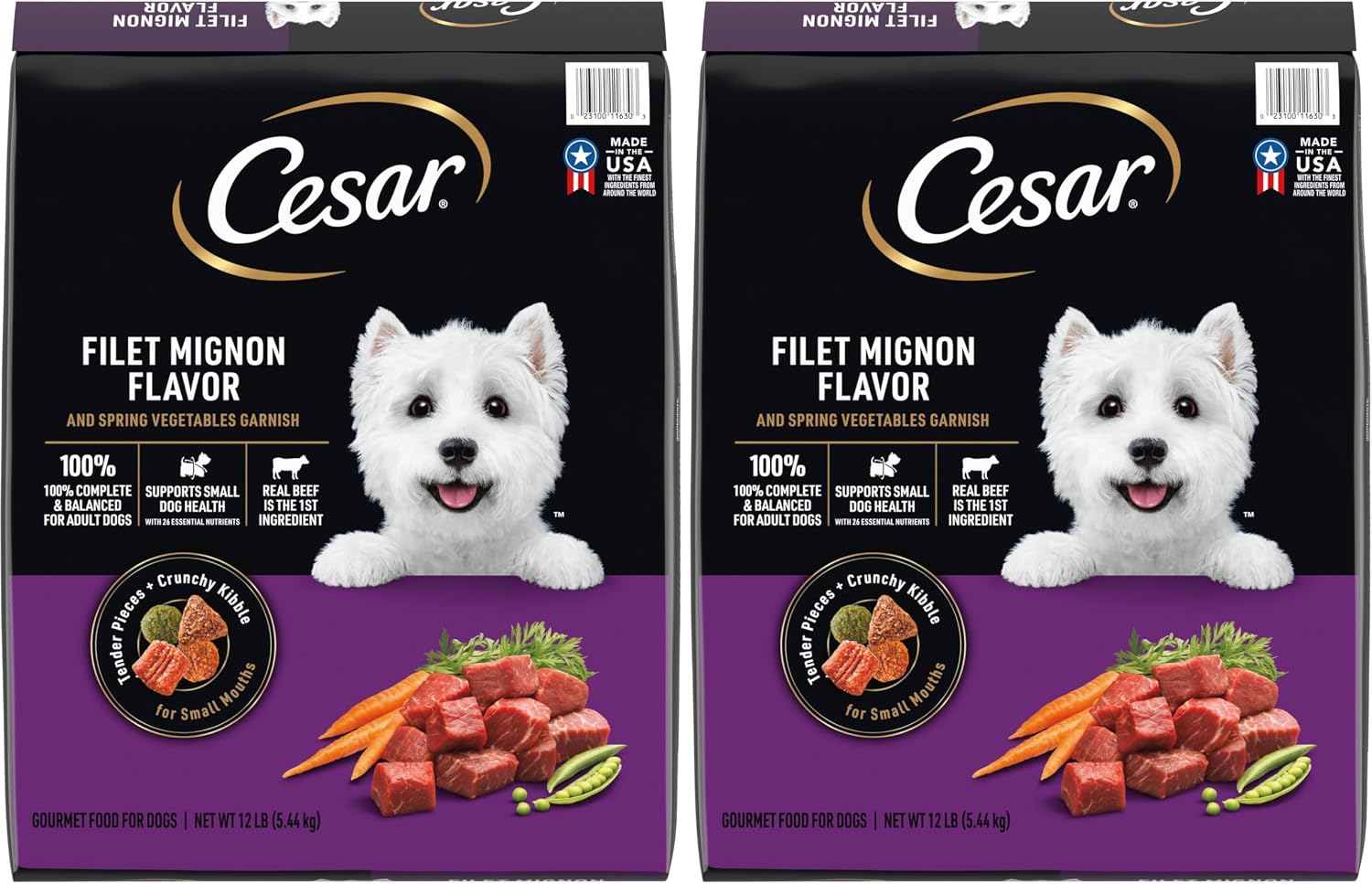Cesar Small Breed Dry Dog Food, Chicken & Spring Vegetables Flavor, 5 lb | Made in USA, Real chicken #1 ingredient, 26 essential nutrients, supports small breed health, no artificial flavors