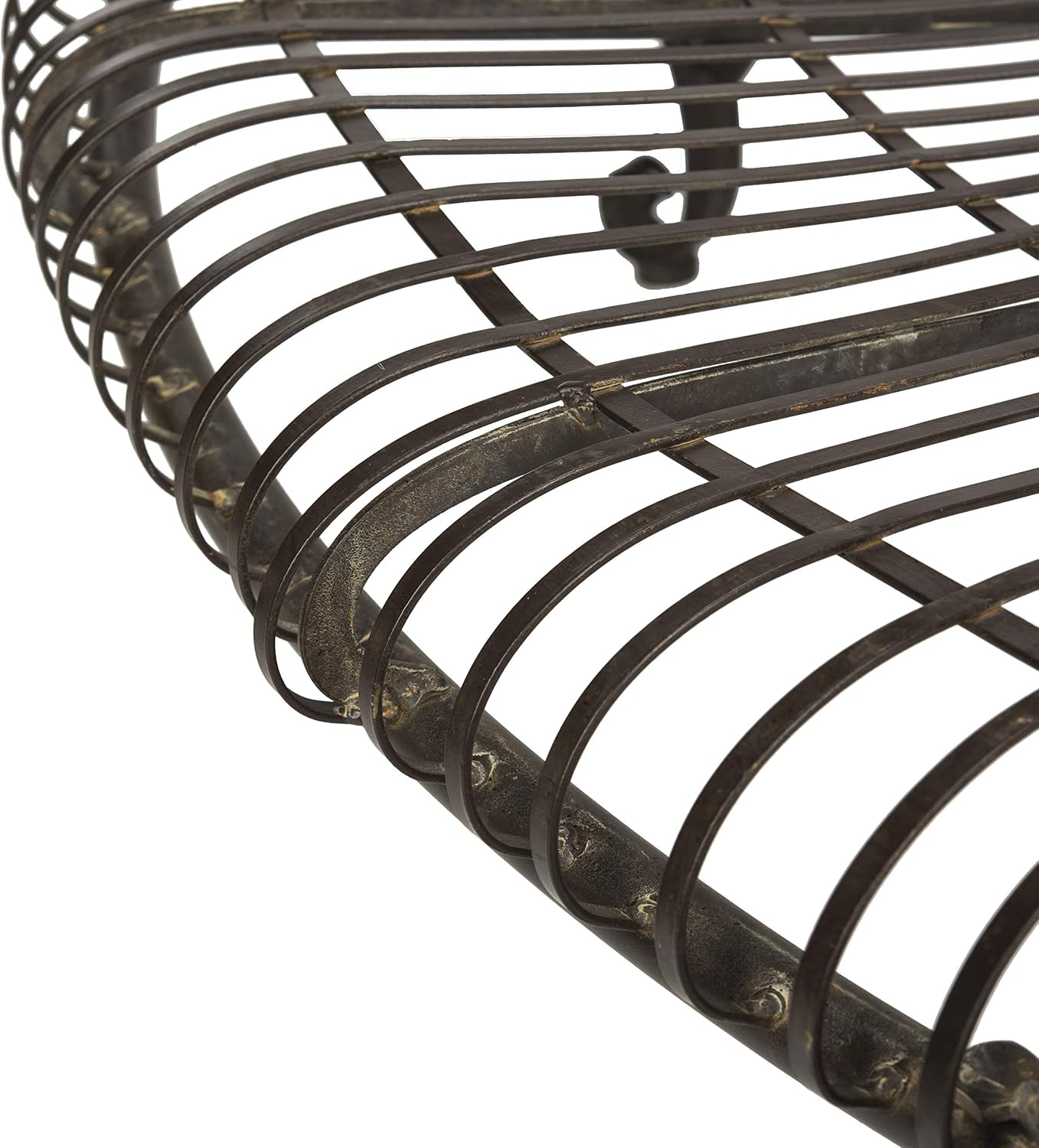 SAFAVIEH Outdoor - Ally Iron Tree Bench - Rustic Brown Iron Metal - Curved Scrollwork Garden Design - Ideal for Patio, Deck, Porch, Garden, 17.5" Seat Height (PAT5019A)