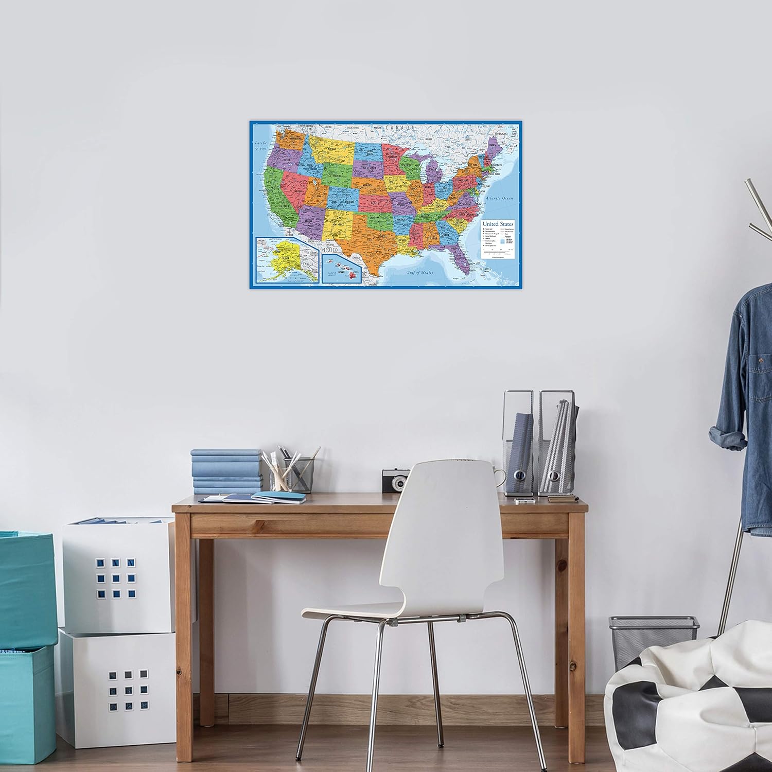 Laminated World Map & US Map Poster Set - 18" x 29" - Wall Chart Maps of the World & United States - Made in the USA - (LAMINATED, 18" x 29")