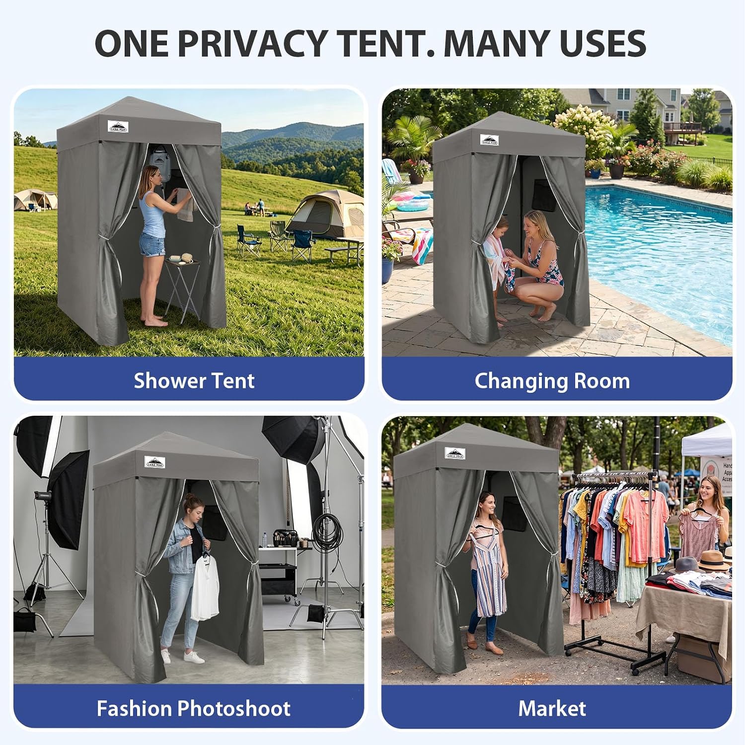 EAGLE PEAK 4x4 Pop Up Changing Tent, Outdoor Changing Room, Gray/White