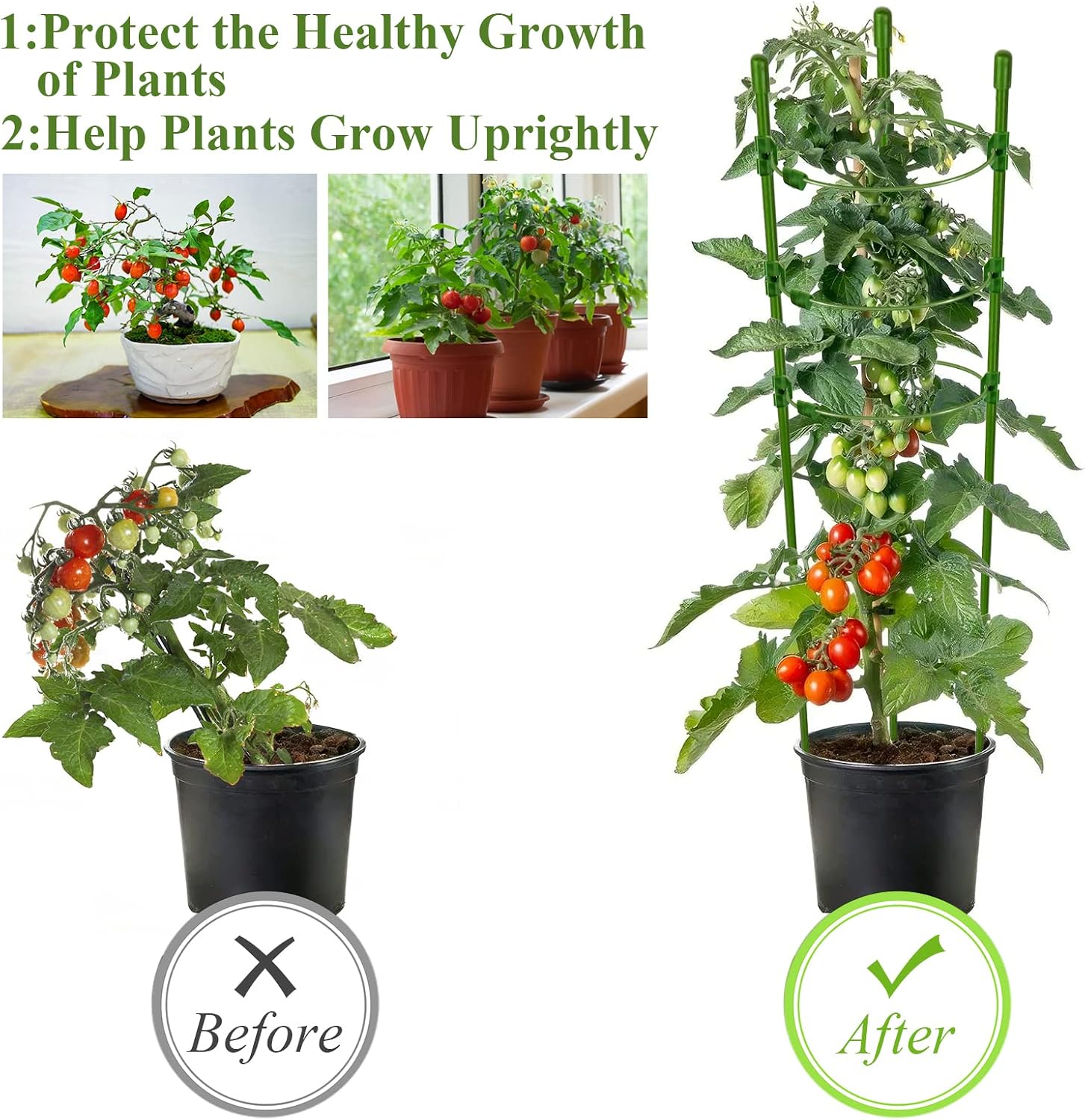 Legigo 3 Packs Plant Support Cages Tomato Cage for Garden- 18 Inch Adjustable Garden Cucumber Trellis Plant Stakes