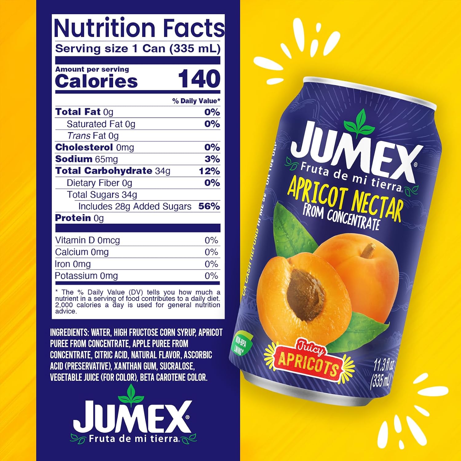 Jumex Mango Nectar Juice & Peach Nectar - Made with Fresh Fruit Puree - Tropical Fruit Juice Concentrate for Smoothie Mix, Cocktail Mixers & Kids Beverages - 11.3oz, 12 Pack Canned Drinks