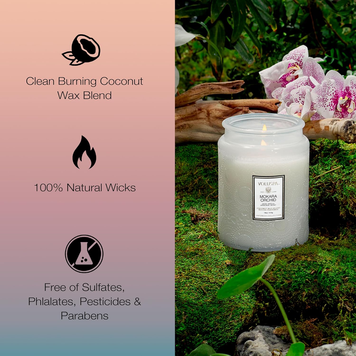 Voluspa French Cade Lavender Large Scented Candle Jar 18 Oz, 100 Hr Burn | Coconut Wax Blend in Decorative Glass, Clean Even Burn, USA Handcrafted Gift for Hosts, Fragrance Lovers & Relaxed Rooms