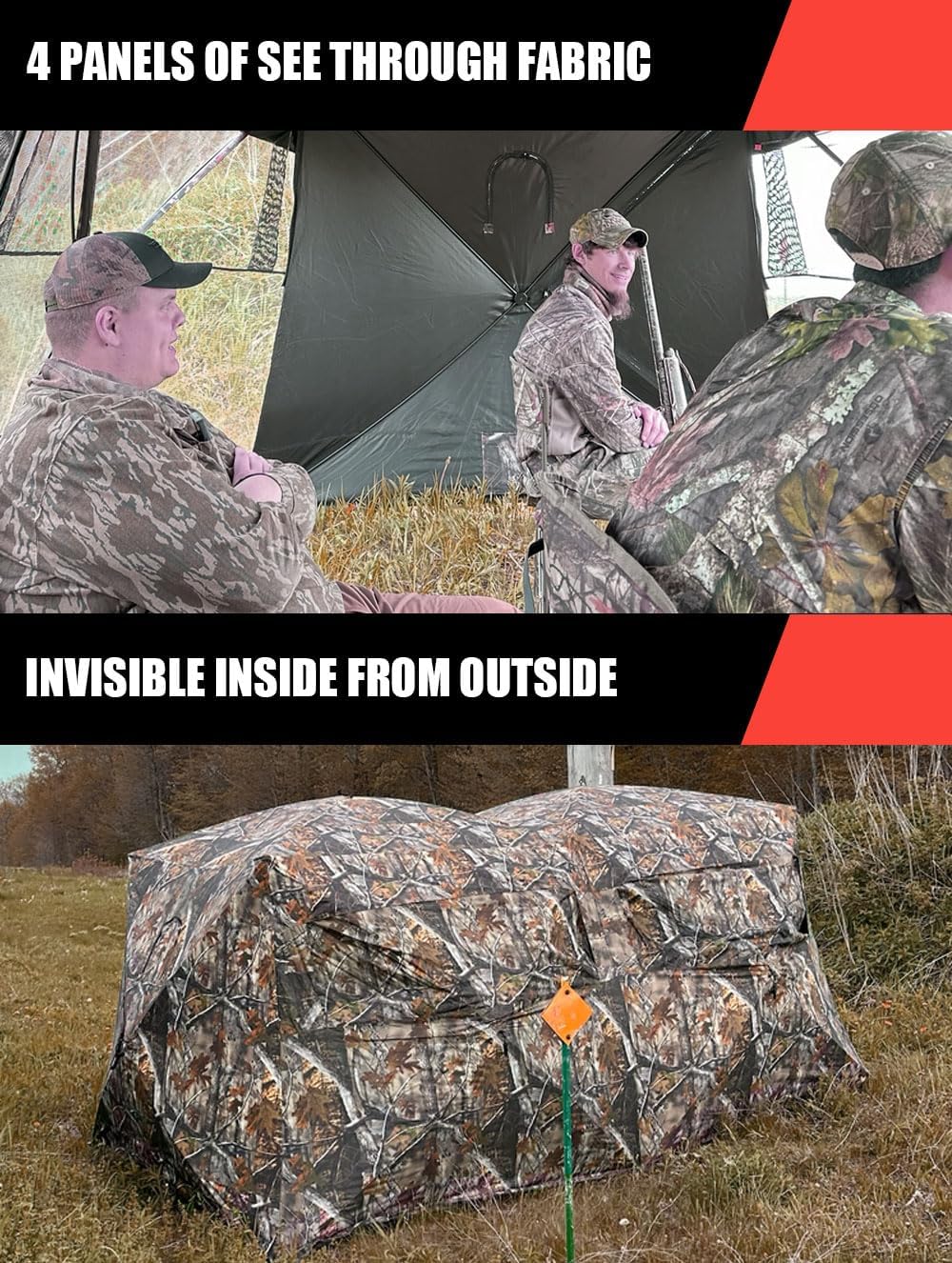 THUNDERBAY Bunkhouse Pop Up Portable 6 Person Side-by-Side Hunting Blind, Footprint: 140"x70" with 80" Height