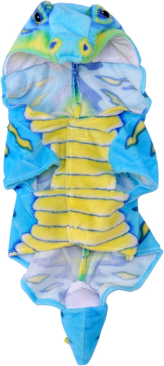 Blue Dino Hoodie for Pet, Medium, Multicolor