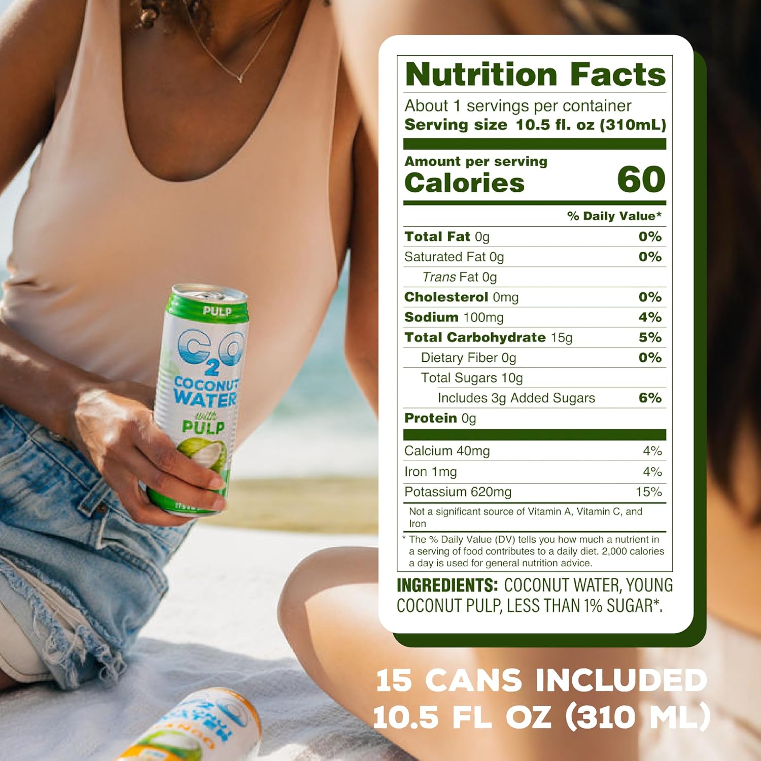C2O - Coconut Water with Pineapple (12 Pack) - Made with Fresh Coconut Water - Plant Based - Non GMO - Canned Water - Natural Hydration, Essential Electrolytes, & Potassium - 12 Cans, 17.5 FL OZ