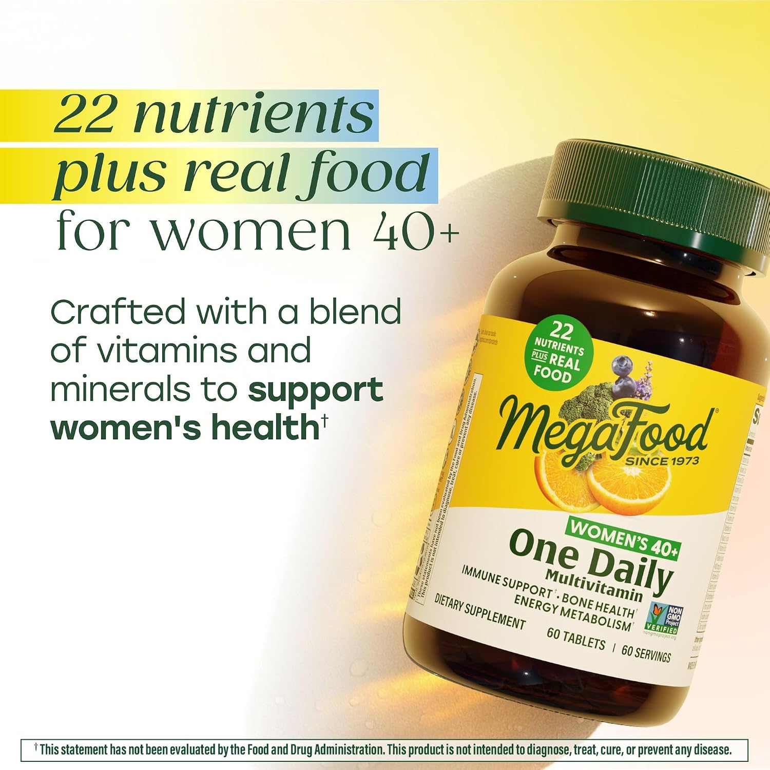 MegaFood One Daily Multivitamin for Women 40+ with 22 Nutrients, 30 Tablets | Immune Support, Cellular Energy, Muscle & Bone Health, Methylated B12, Methylfolate, Vitamin D3, C and Zinc, 30 Servings