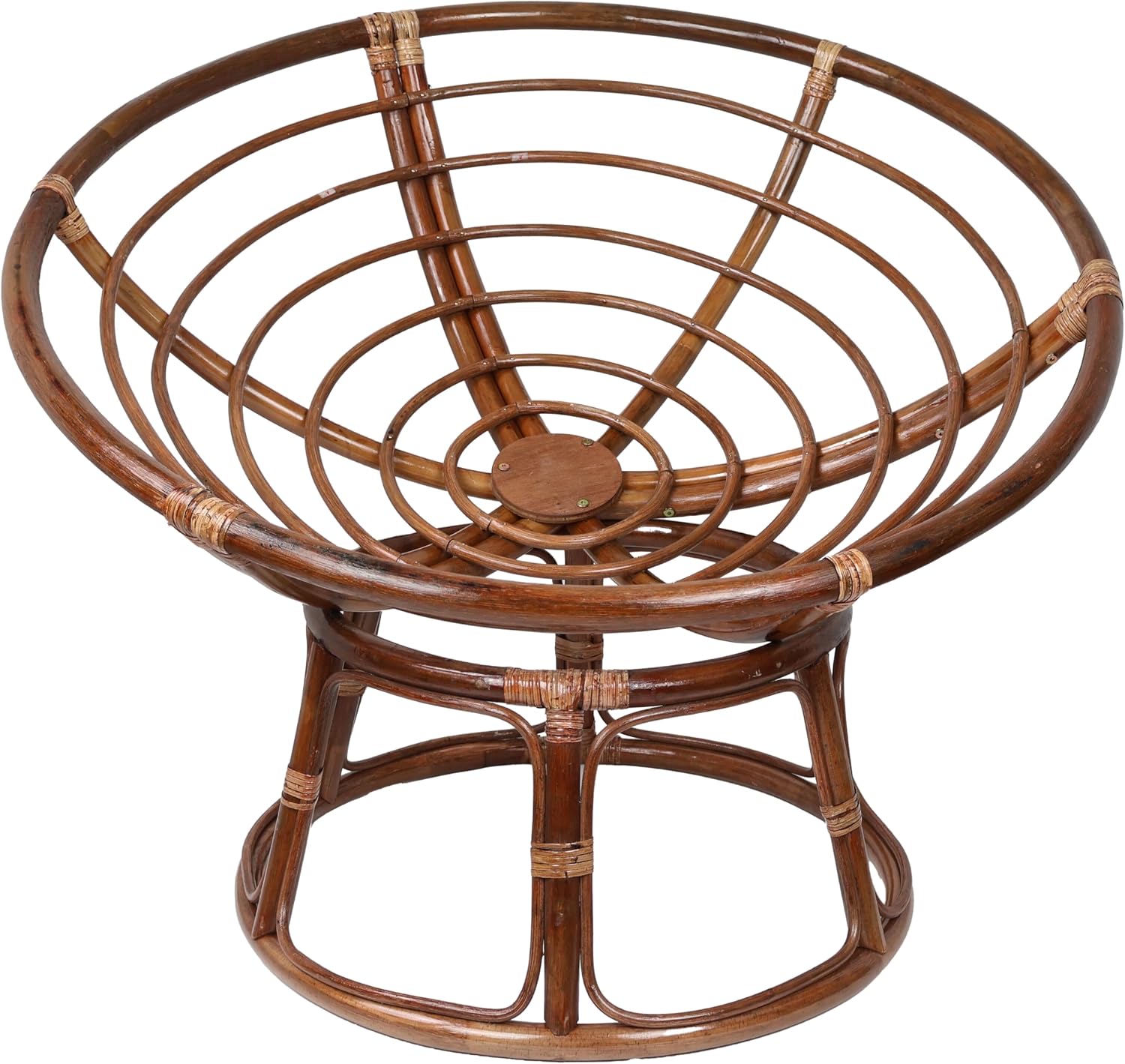 Bali 42-inch Modern Wicker/Rattan Brown Rattan Papasan Chair Replacement Frame