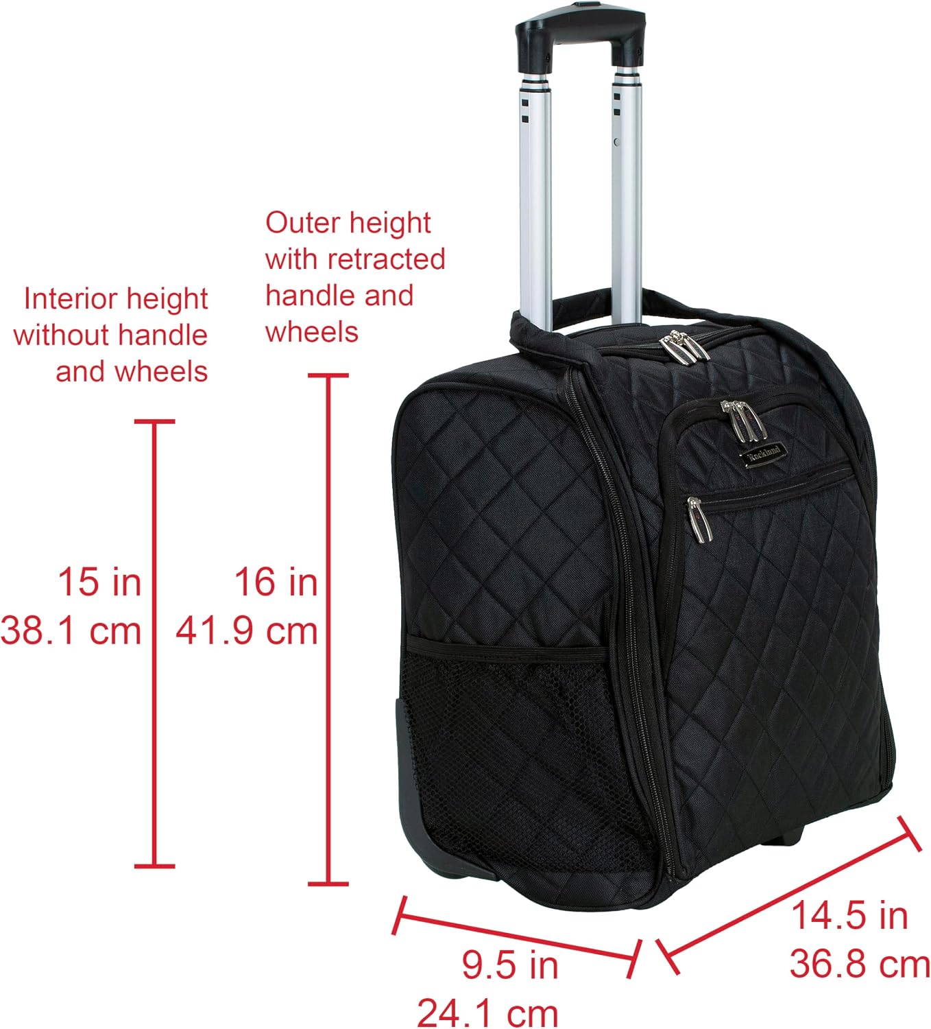 Rockland Melrose Upright Wheeled Underseater Carry-On Luggage, Red