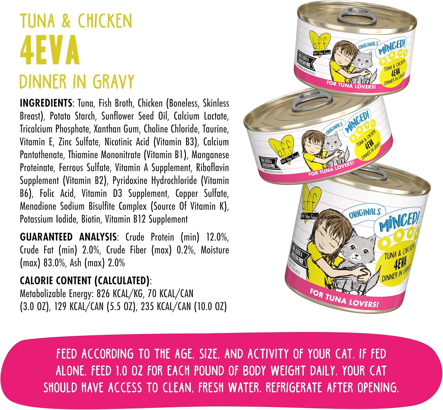 Weruva BFF Minced Natural Wet Cat Food, Batch O Besties Variety Pack, 5.5oz Can, Pack of 8