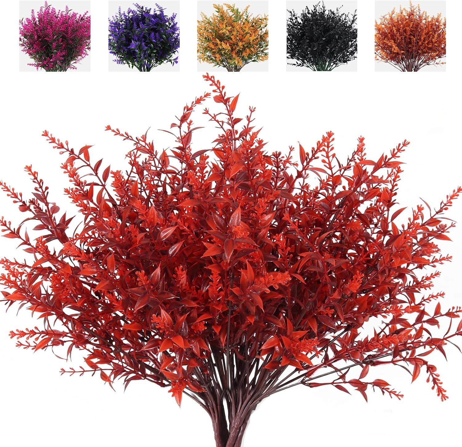 RECUTMS Artificial Greenery Lavender Fake Shrubs Flowers 8 Pcs UV Resistant