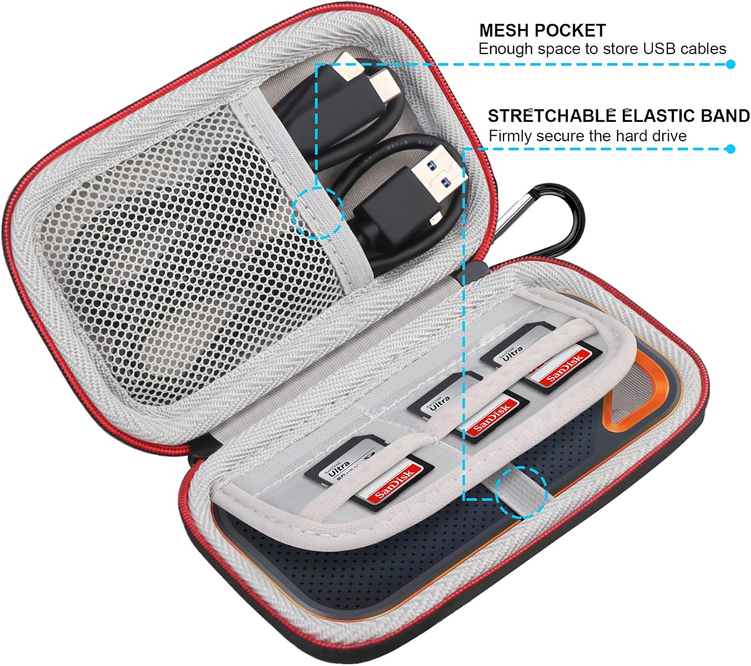 Lacdo Hard Carrying Case for SanDisk Extreme Pro/SanDisk Extreme Portable External SSD 500GB 1TB 2TB 4TB 8TB USB-C Solid State Drive EVA Shockproof