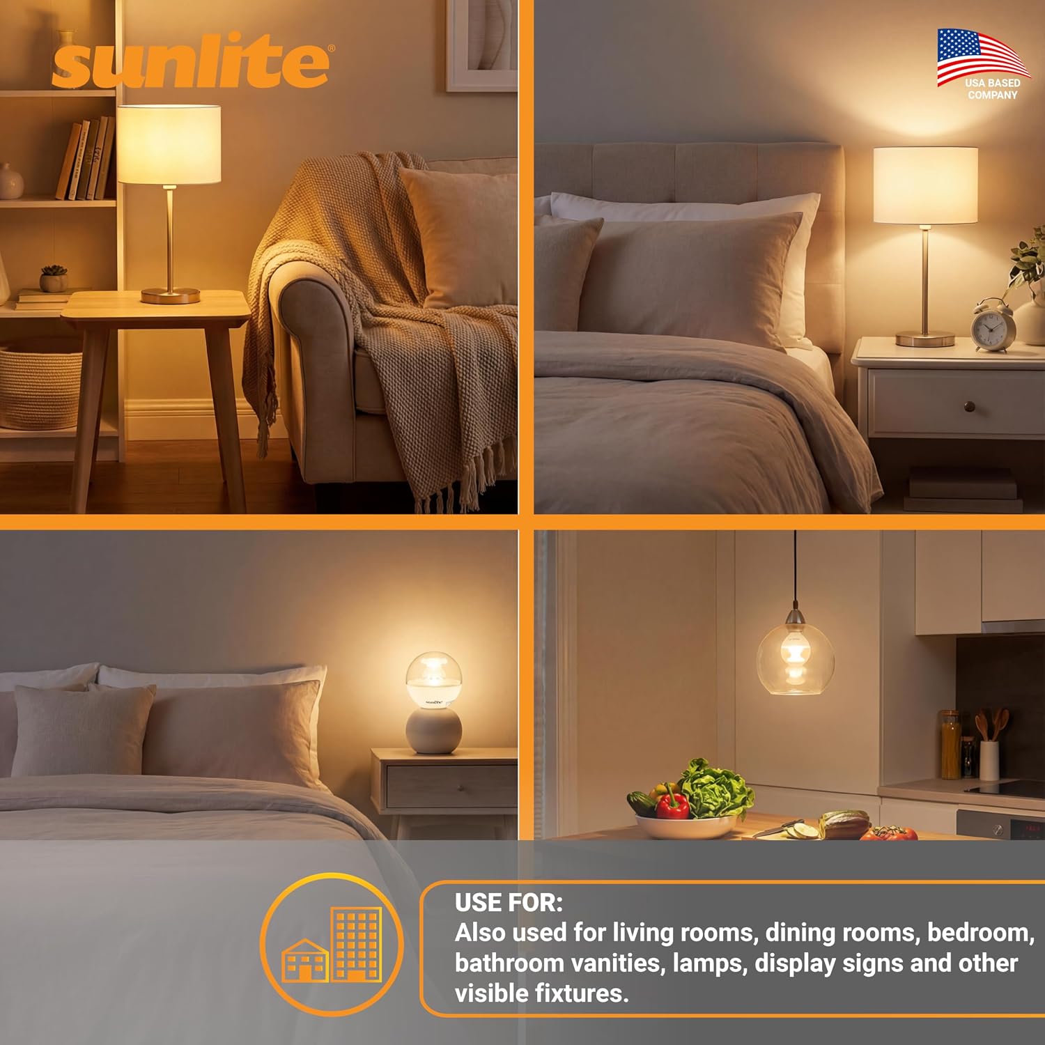 Sunlite G16.5 Light Bulb LED, 5W (40W Equiv.), 350 Lumens, Dimmable, Type G Globe Shape E12 Candelabra Base, Short Bulbs, Vanity Mirror Bulbs, 2700K Soft White, Frosted, 6 Count