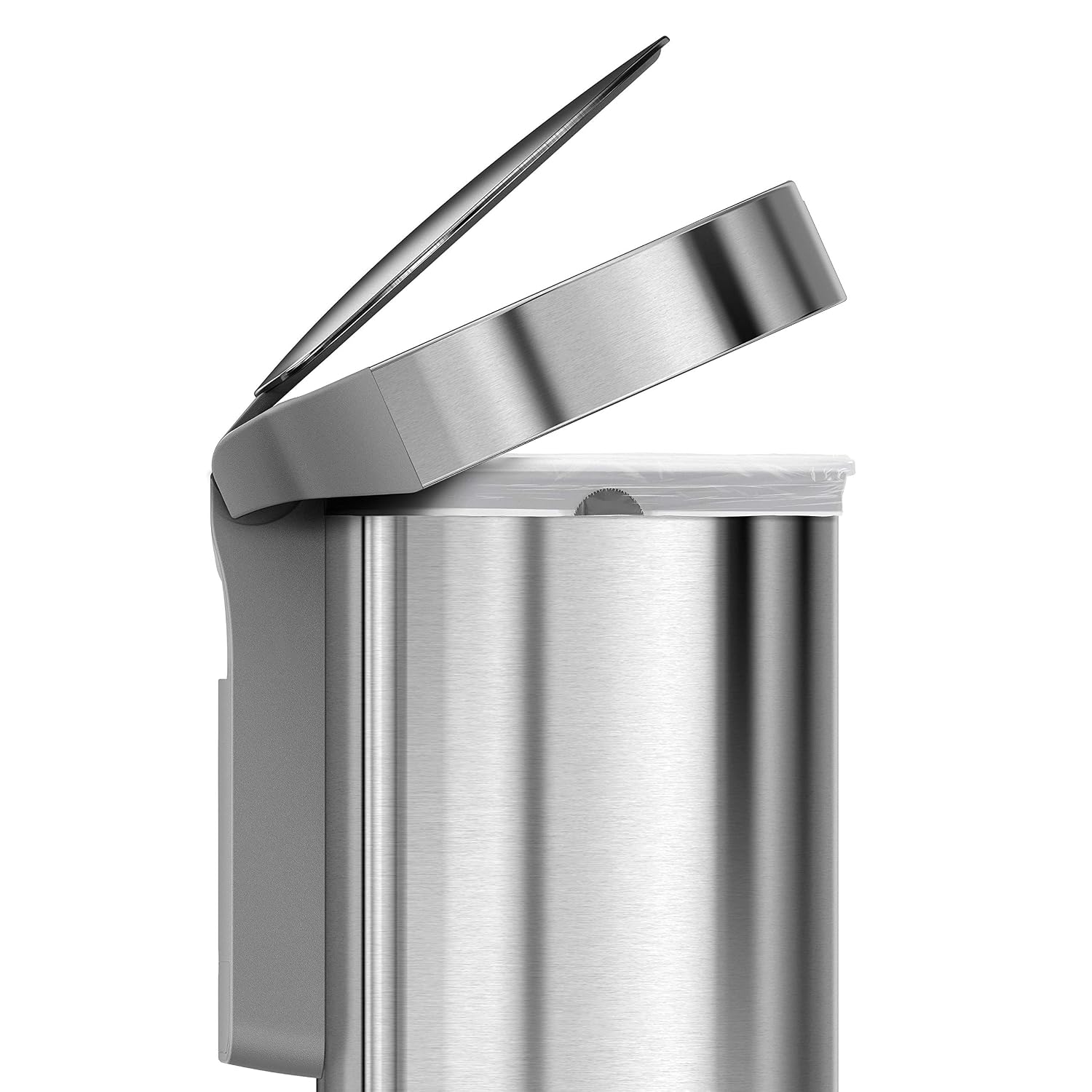 simplehuman 45 Liter / 12 Gallon Semi-Round Automatic Sensor Trash Can, Brushed Stainless Steel