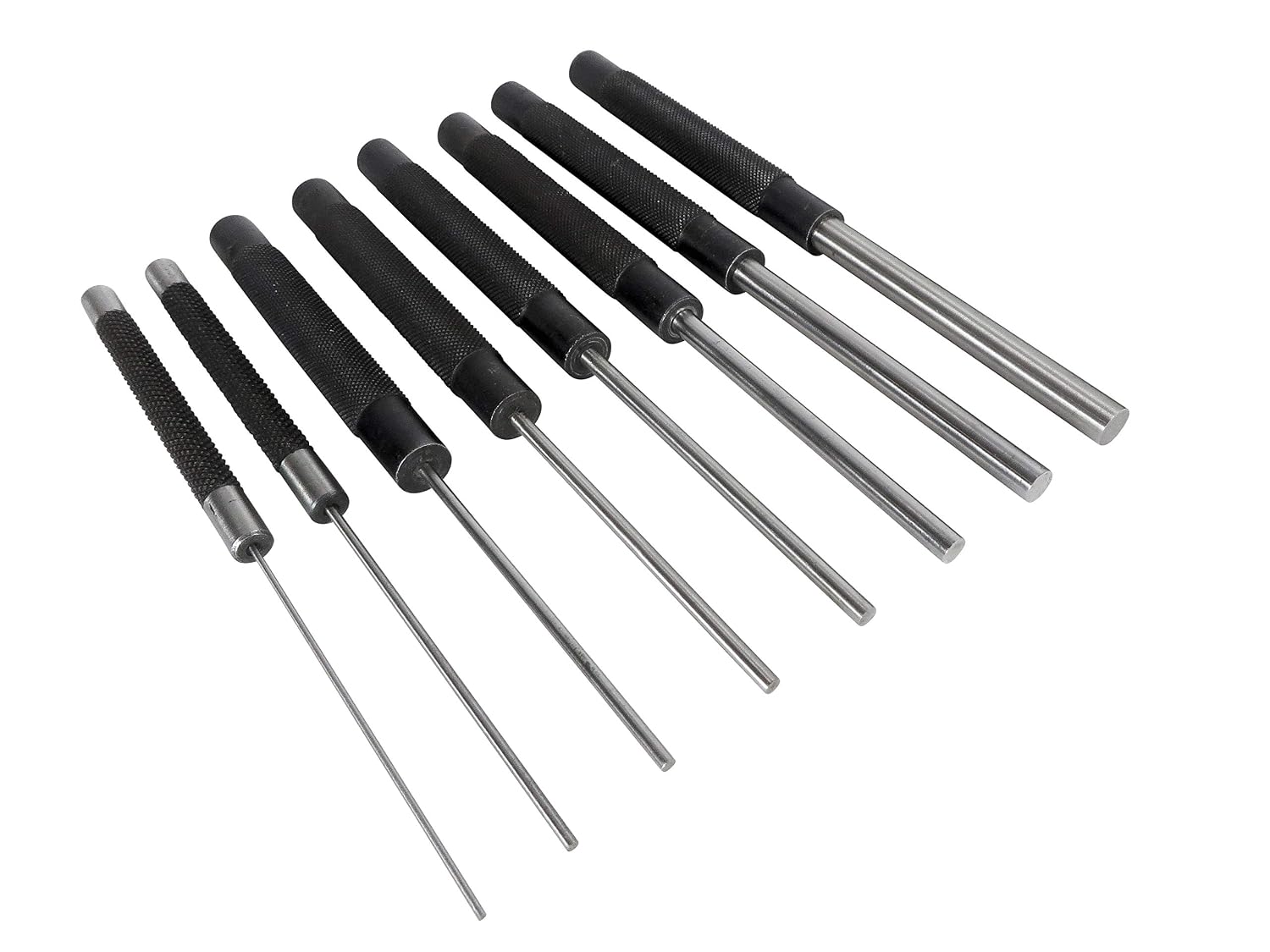 Taytools 466125 18 Piece Roll Pin Punch Set with 8 Inch Long and 4 Inch Short Pins, Includes Sizes 1/16 Through 3/8 Inch