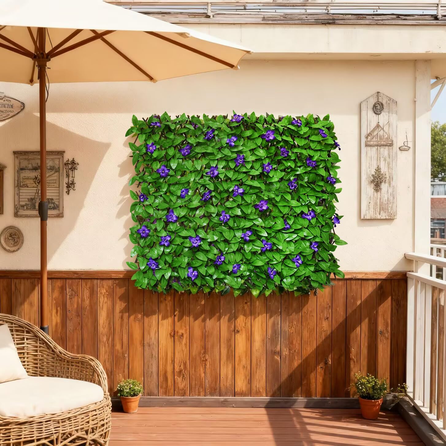 Expandable Fence Privacy Screen for Balcony Patio Outdoor,Decorative Faux Ivy Fencing Panel,Artificial Hedges (Single Sided Leaves)……