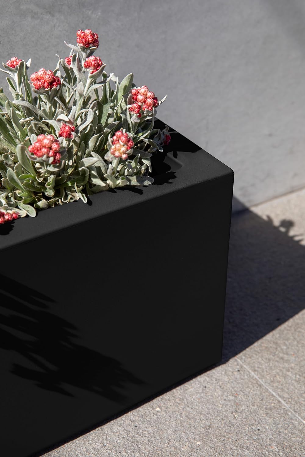 Veradek Block Series Trough Planter - Rectangular Outdoor Window Box | Made From Durable Plastic With Double-Walled Construction. Modern Patio/Tabletop Décor for Plants and Flowers