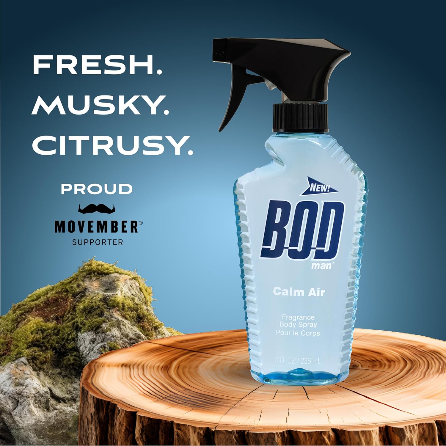 BOD man Fragrance Body Spray, Fresh Blue Musk, 8 fl oz