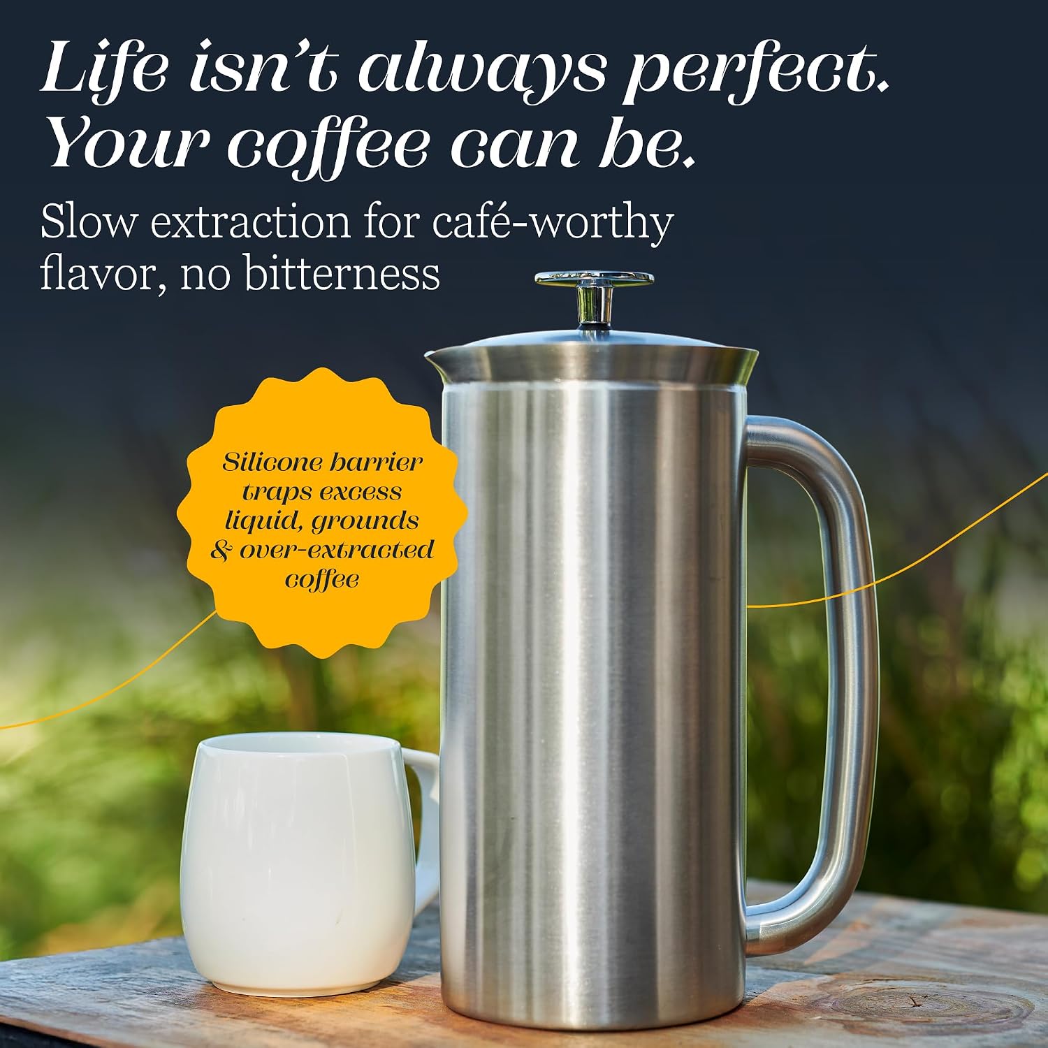 ESPRO P7 French Press, 18oz, Brushed, Stainless Steel Coffee Maker | Double Filter Coffee Press, Grit-Free Coffee, Heat Resistant Insulated tea Press, Easy Hot and Cold Coffee Brewer, Tea Brewer