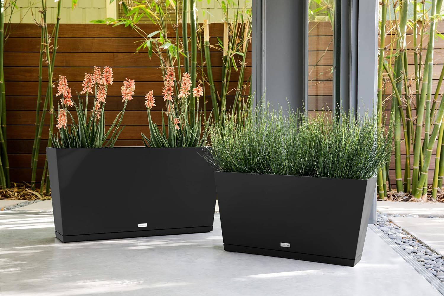 Veradek Pure Series Midori Planter - Wide Outdoor Planter | Made From Durable Plastic With Pre-Drilled Drainage Holes. Modern Porch/Patio Décor for Plants, Flowers and Herbs