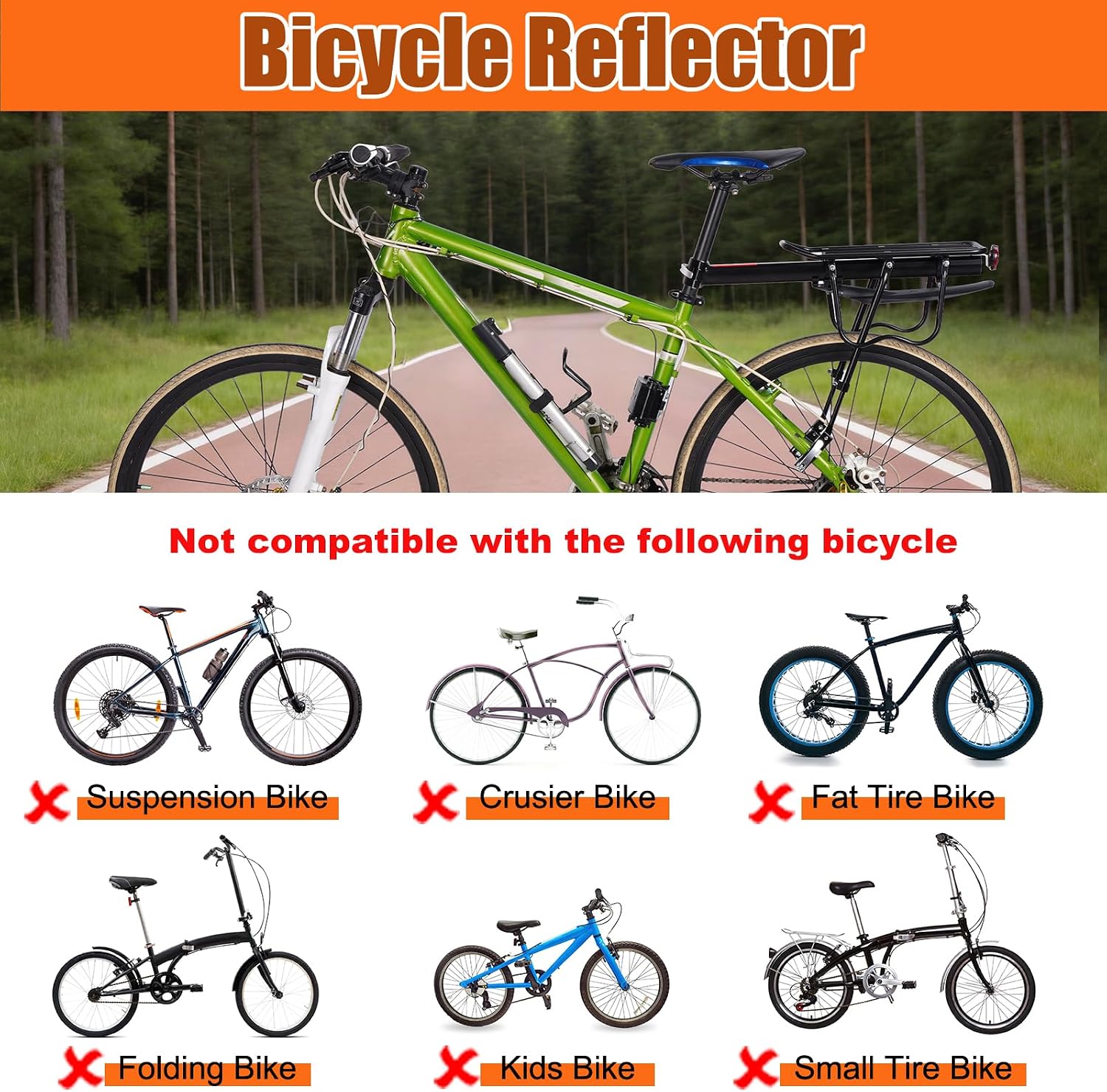 HOMEE Rear Bike Rack, Bike Cargo Racks Frame for 26"-29" Frames | Aluminum Alloy Universal Adjustable Cycling Equipment Stand Footstock Bicycle Luggage Carrier with Tools and Reflector