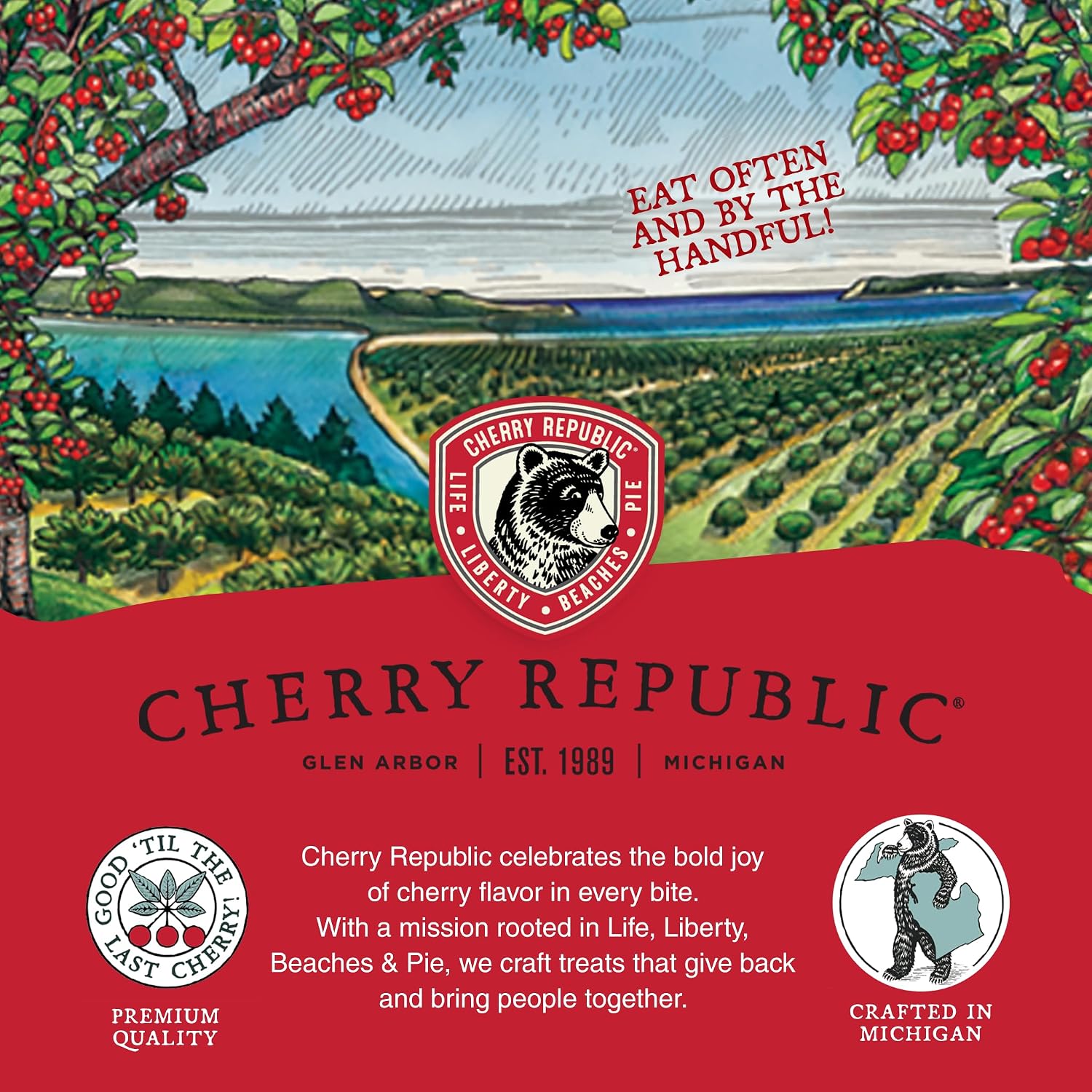 Cherry Republic Dark Chocolate Covered Cherries, 7 oz Bag | Premium Montmorency Dried Cherries Coated in Rich 60 Percent Dark Chocolate, Balanced Tart and Sweet Flavor, Made in Michigan
