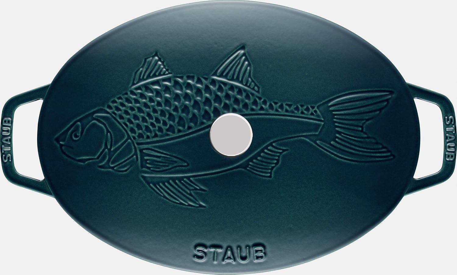Staub 40501-125 Fish Signature Oval Hot Plate Lamer Two-Handed Cast Iron Pot, Induction Compatible