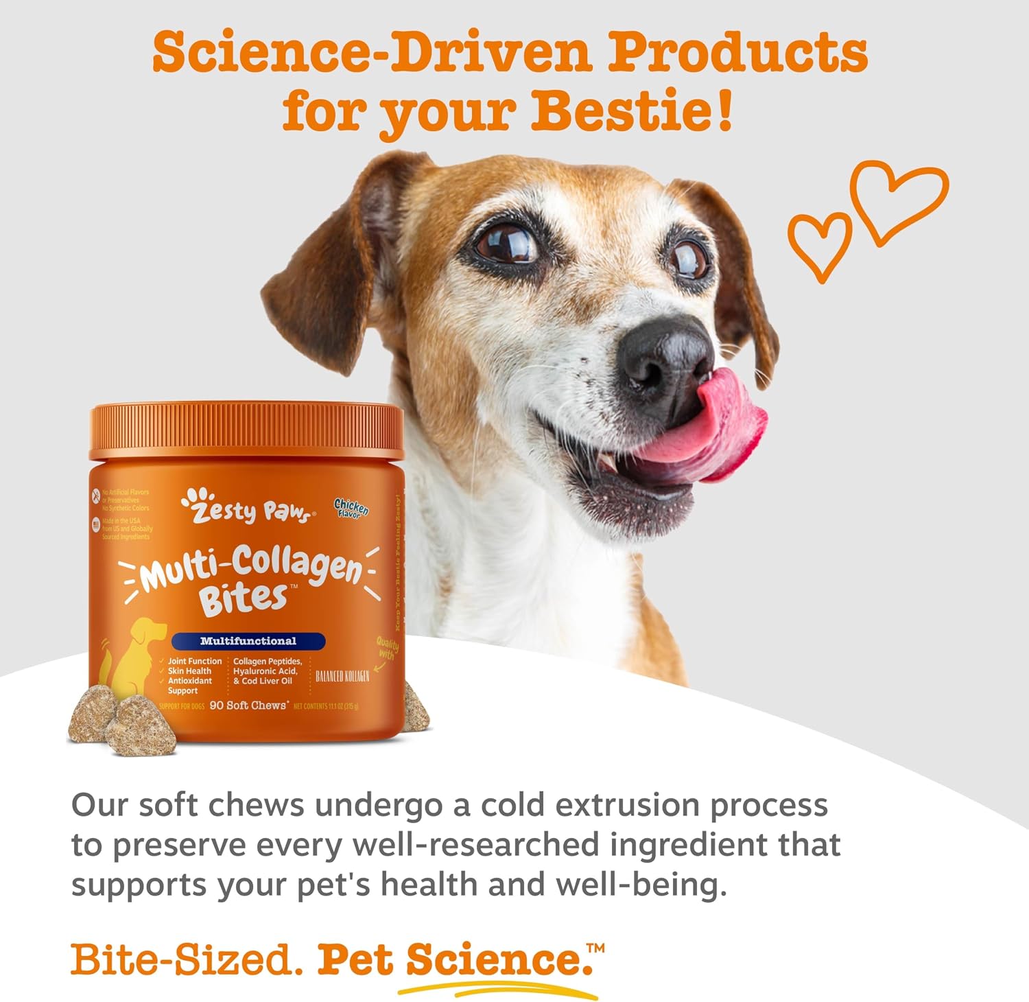 Zesty Paws Dog Multivitamin, Chewable Dog Vitamins and Supplements for Hip & Joints, Skin & Coat, Omega 3 Fish Oil for Dogs- Senior & Puppy Multivitamin- Chicken- 90ct