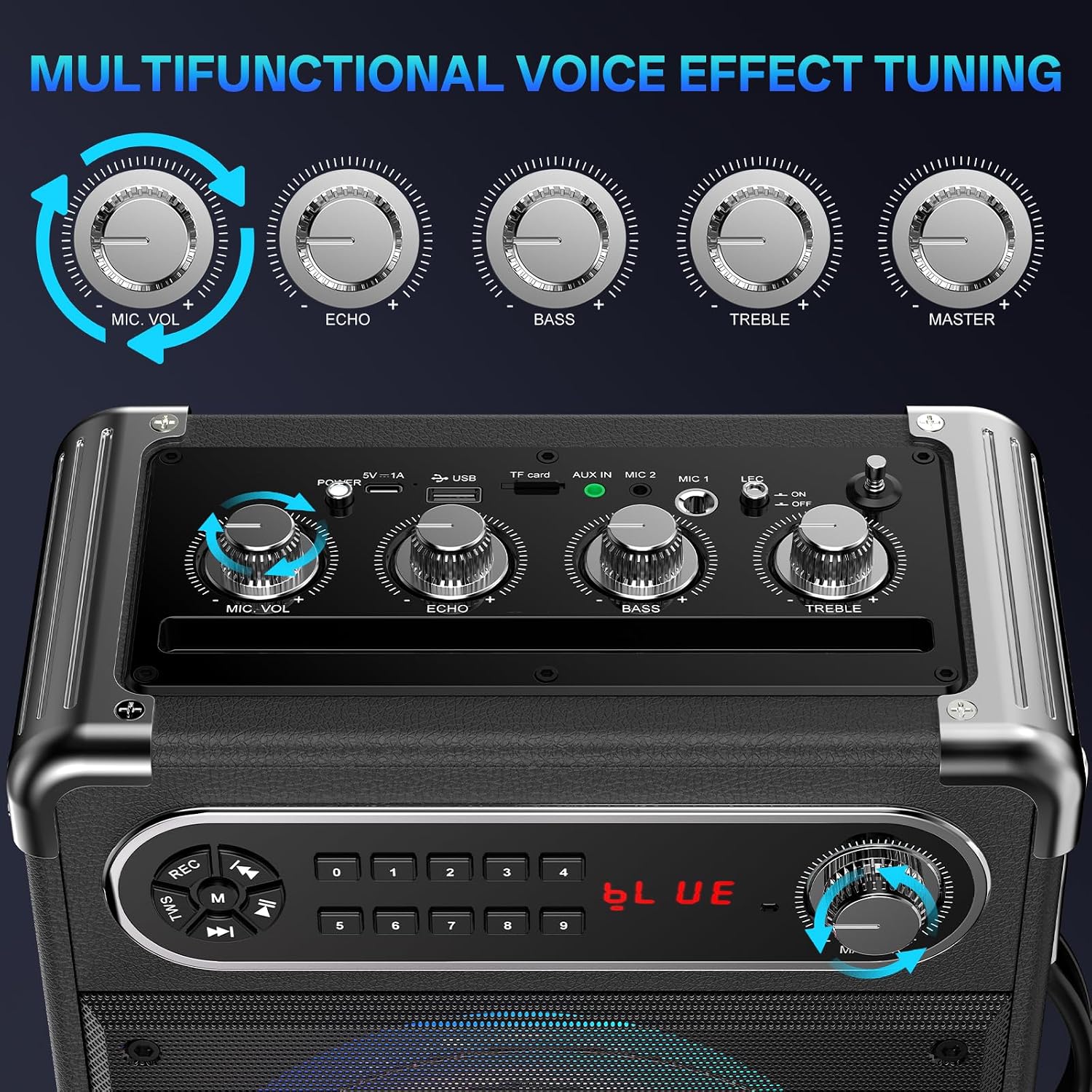 JYX Karaoke Machine, 2 Wireless Microphones, Portable Bluetooth 5.3 PA Speaker with Disco Lights, Smart TV Compatible, Upgraded Subwoofer