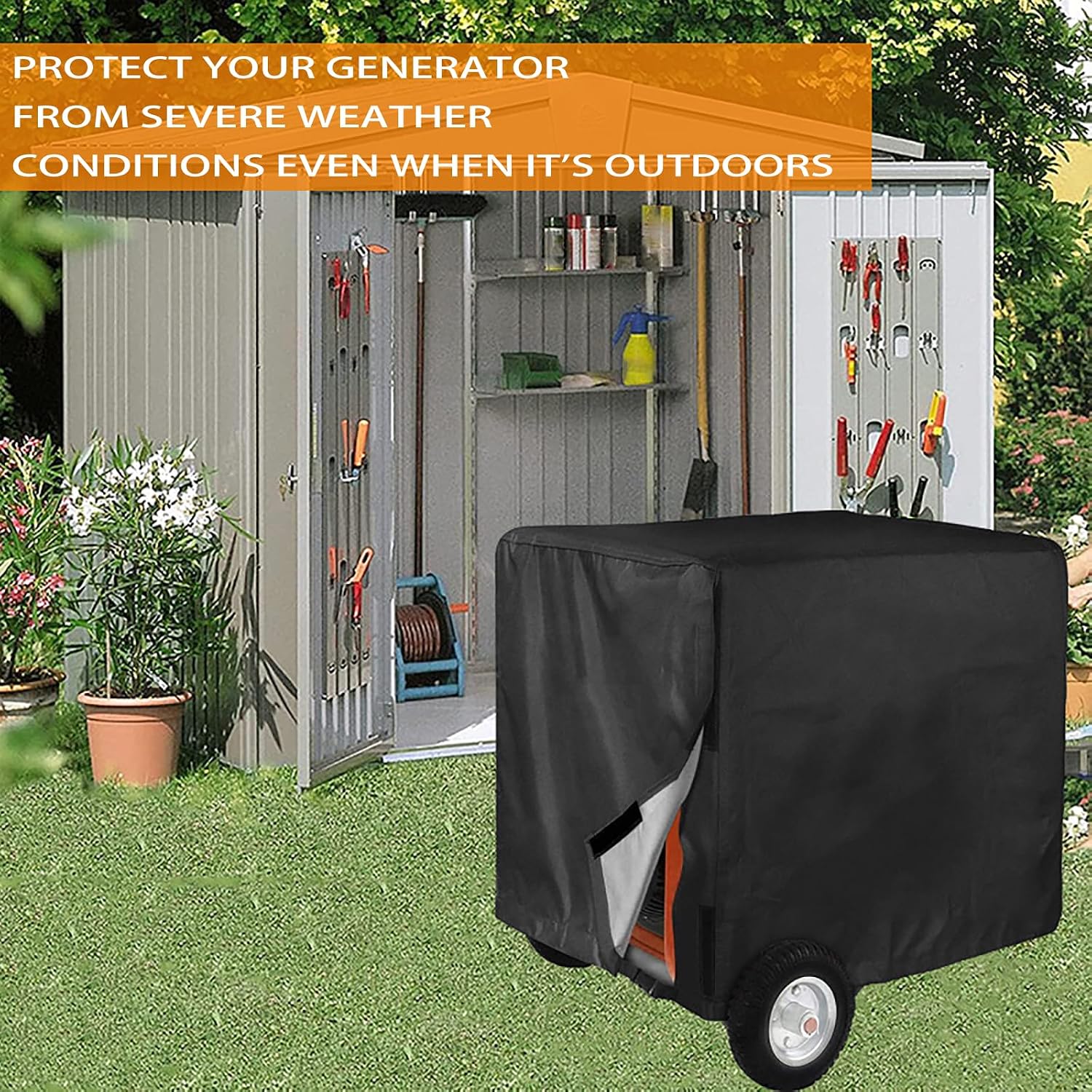 Heavy-Duty Generator Cover for Predator 9000 2019-pr, Water Resistant Outdoor Protective Dust Rain Snow Cover for Portable Generators