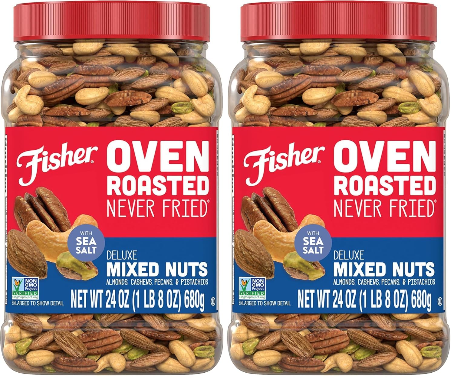 Fisher Oven Roasted Never Fried Deluxe Mixed Nuts, 24 Ounces