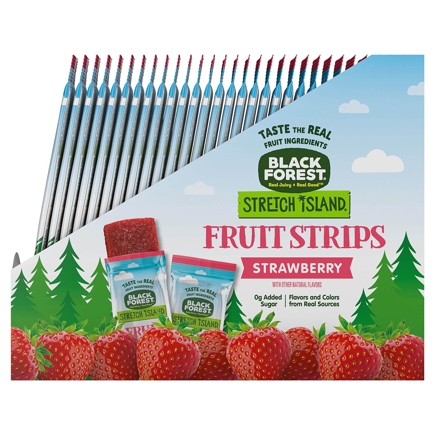 Black Forest, Stretch Island, Fruit Strips, Cherry, Apple, Raspberry, Grape, Strawberry, and Apricot, Zero Grams Added Sugar Non-GMO, 48 ct