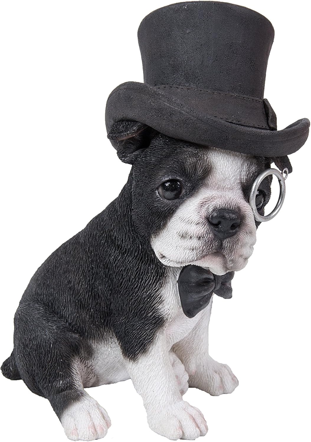 Hi-Line Gift Ltd. Boston Terrier with Top Hat - Spectacle and Bow Tie, Black and White